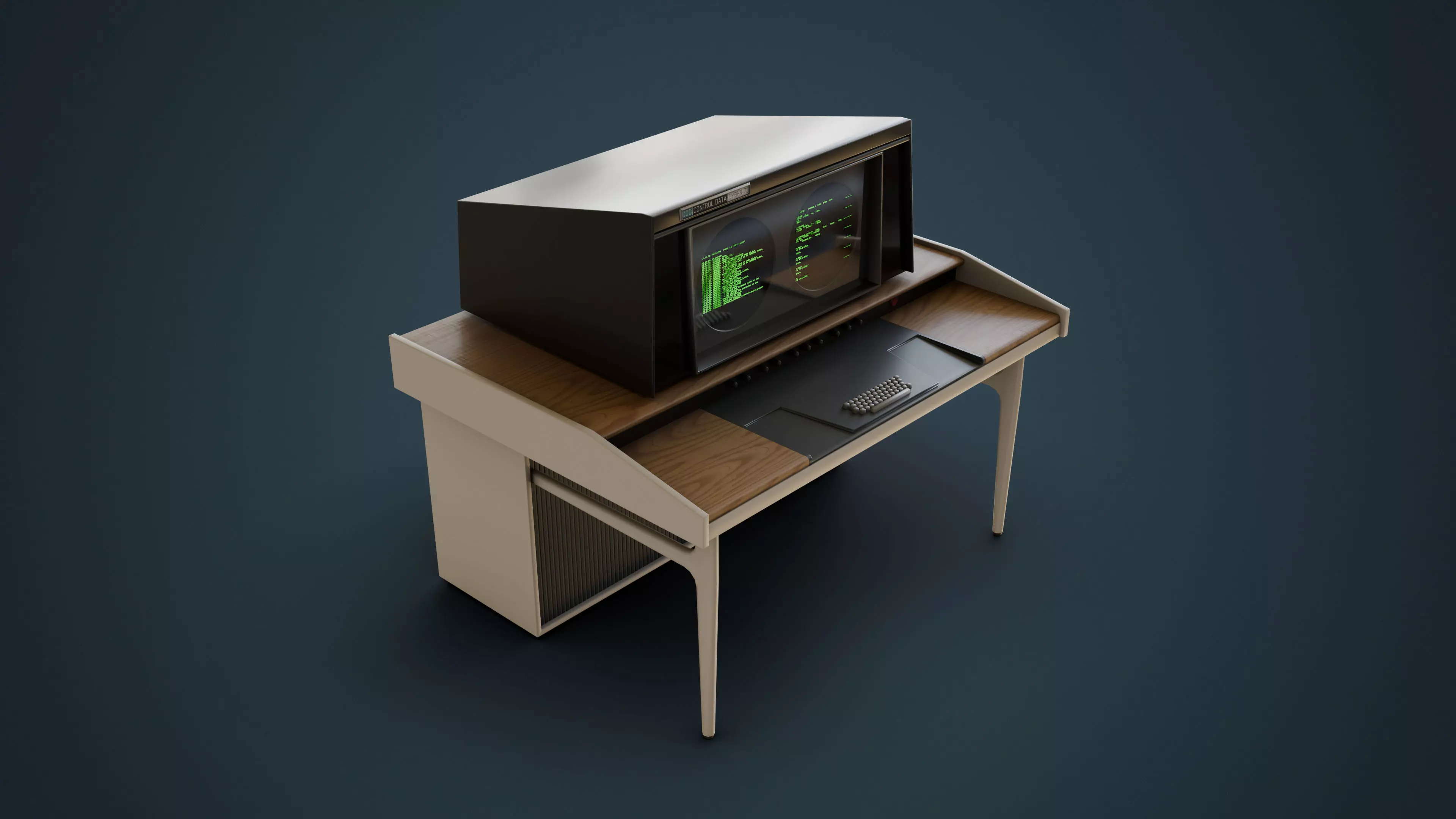 Cyber 73 - Retro Computer Terminal Low-poly 3D model_0