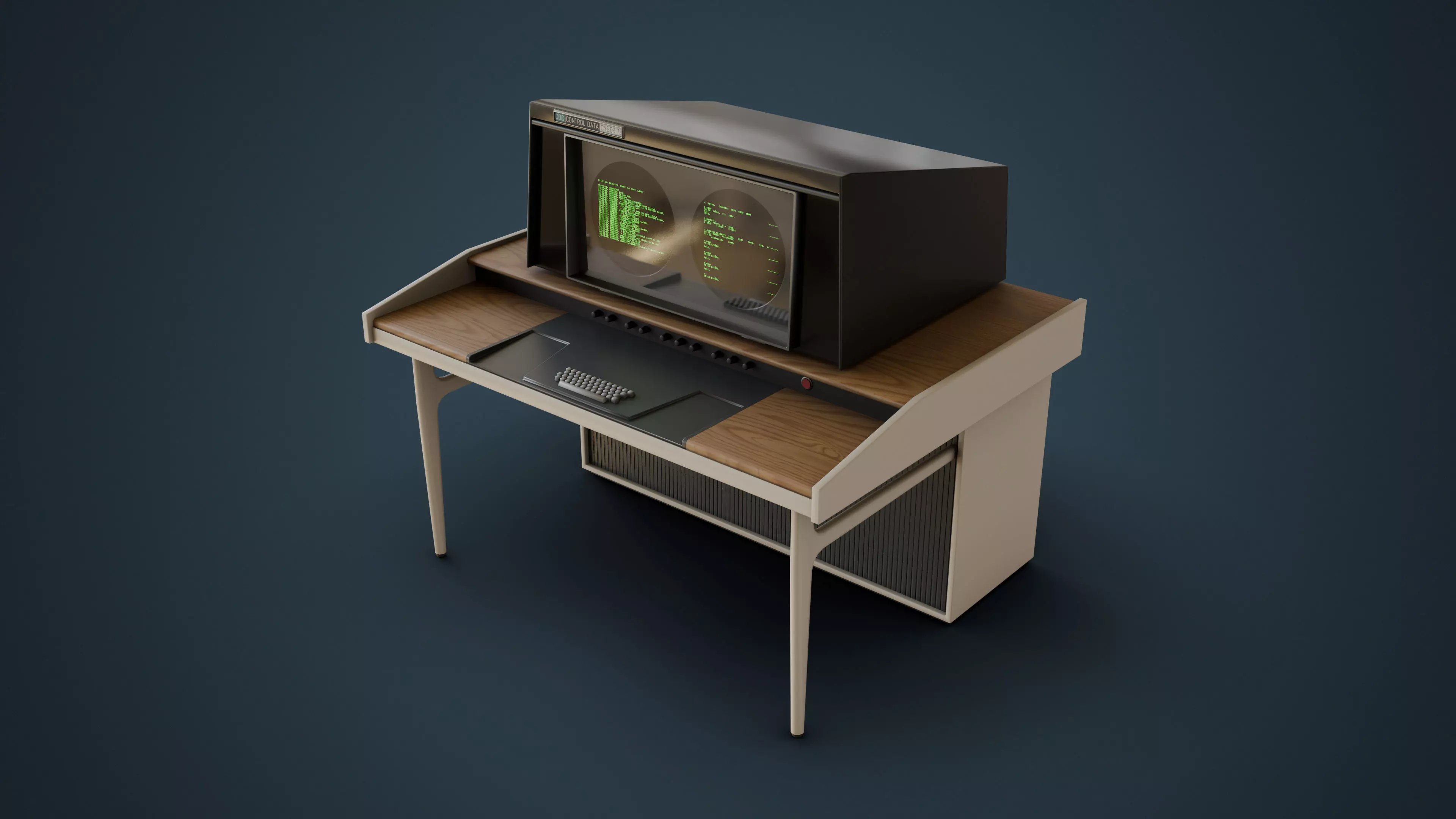 Cyber 73 - Retro Computer Terminal Low-poly 3D model_4