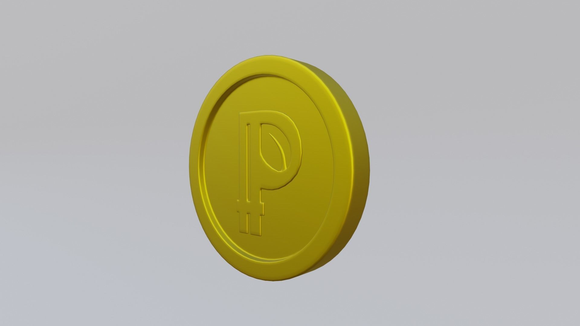 Peercoin coin with letter p Low-poly 3D model_6