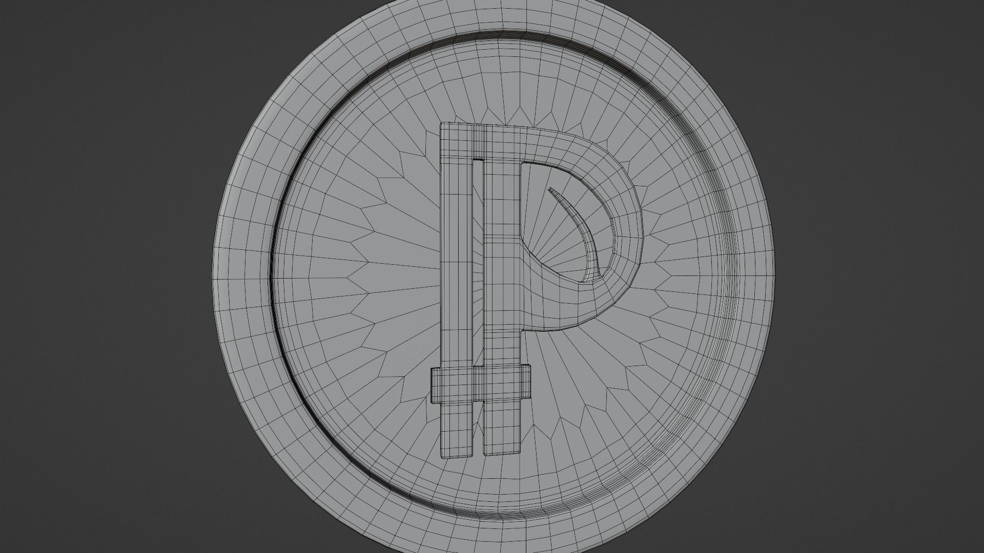 Peercoin coin with letter p Low-poly 3D model_9