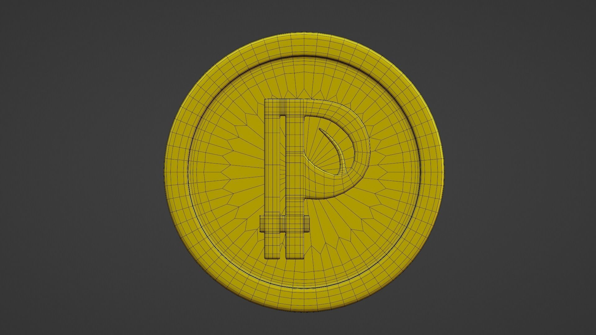 Peercoin coin with letter p Low-poly 3D model_11