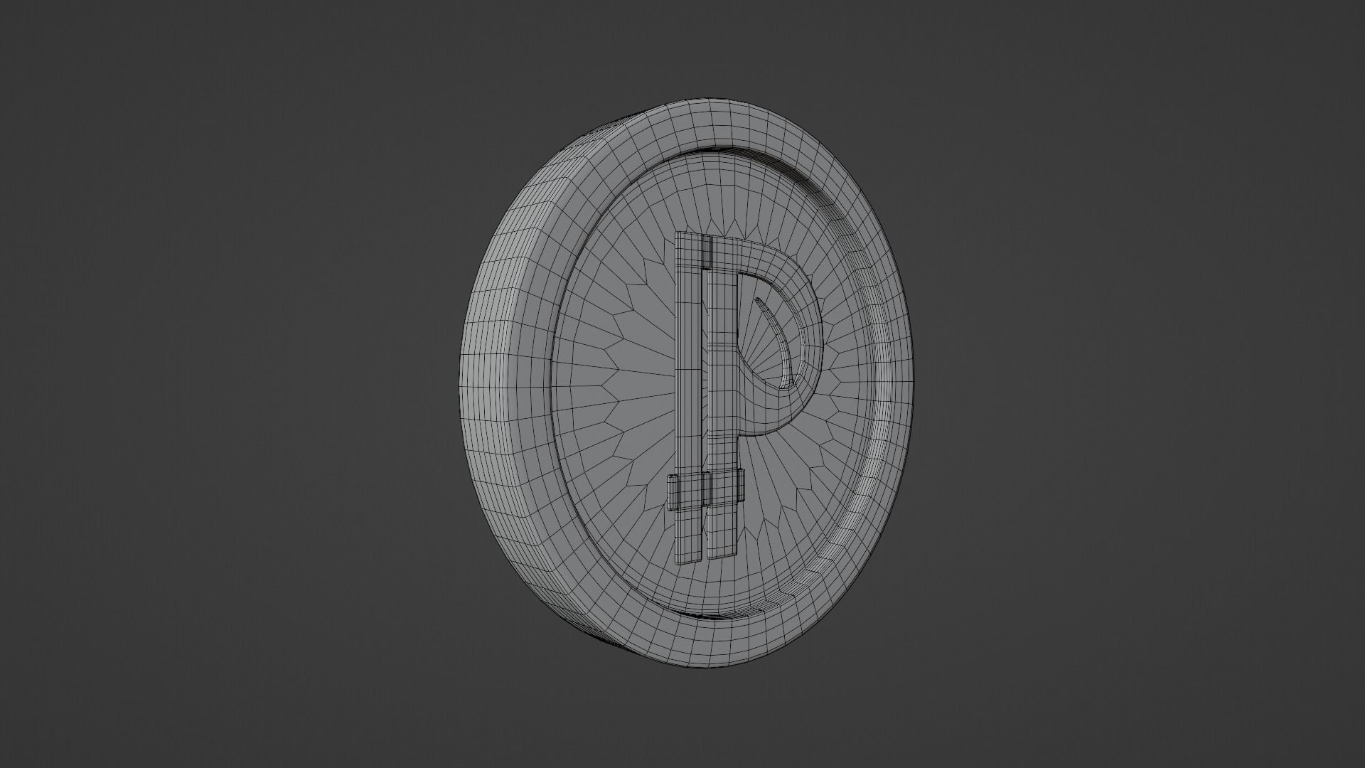 Peercoin coin with letter p Low-poly 3D model_8