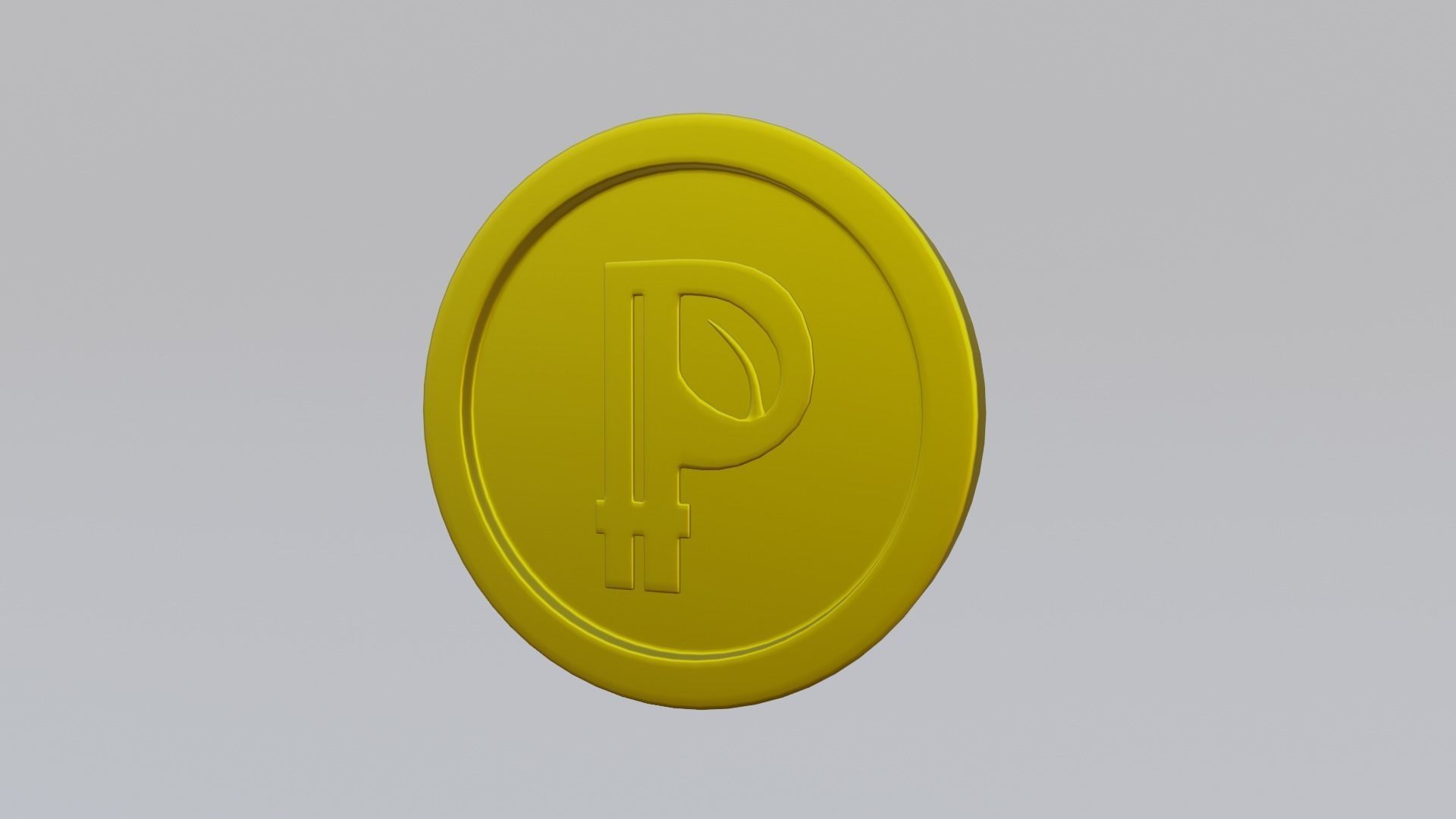 Peercoin coin with letter p Low-poly 3D model_3