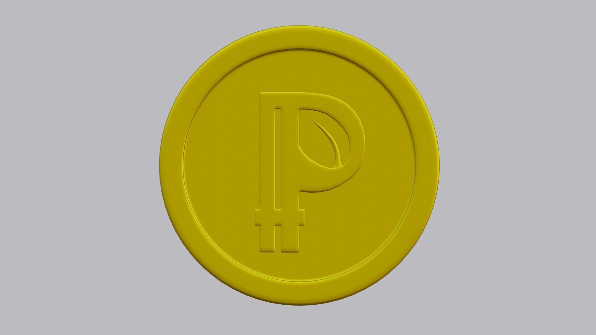 Peercoin coin with letter p Low-poly 3D model_4