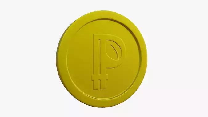 Peercoin coin with letter p Low-poly 3D model