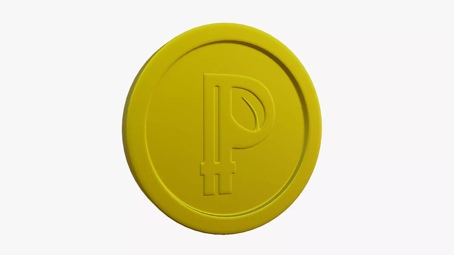 Peercoin coin with letter p Low-poly 3D model_0