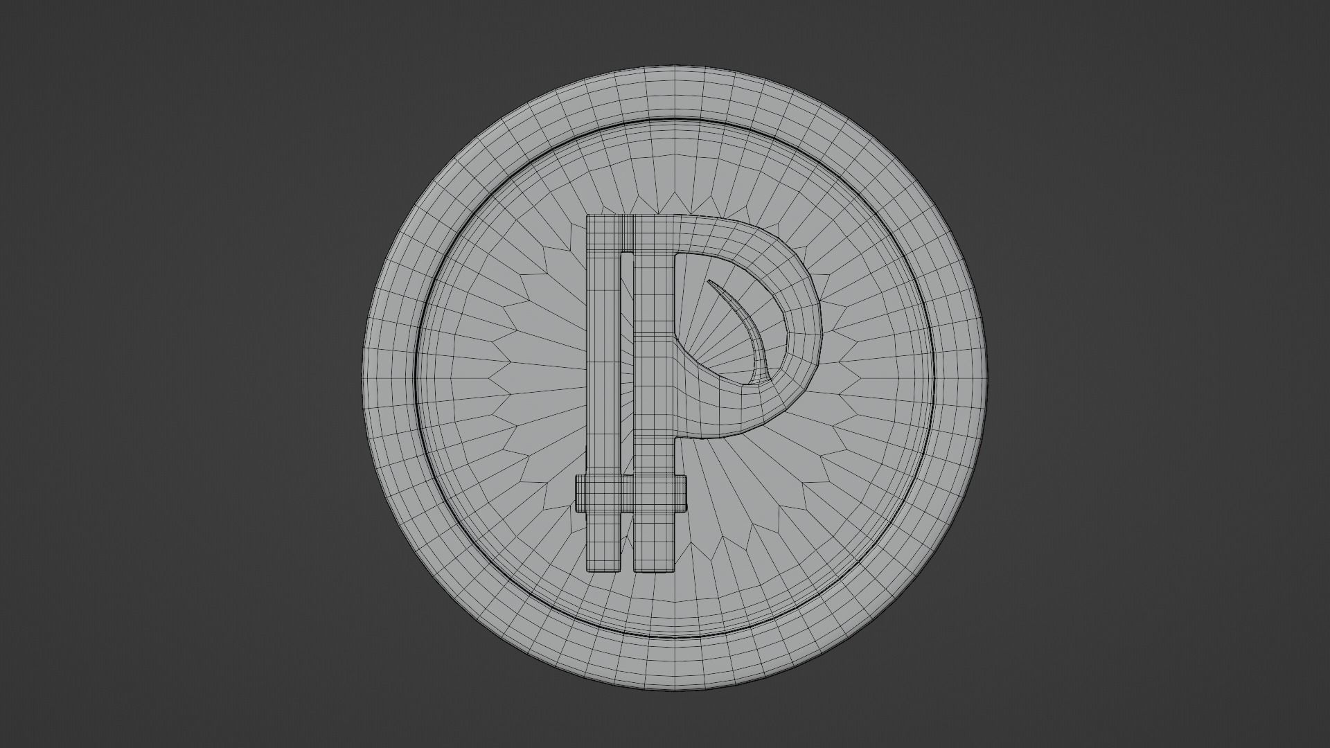 Peercoin coin with letter p Low-poly 3D model_2