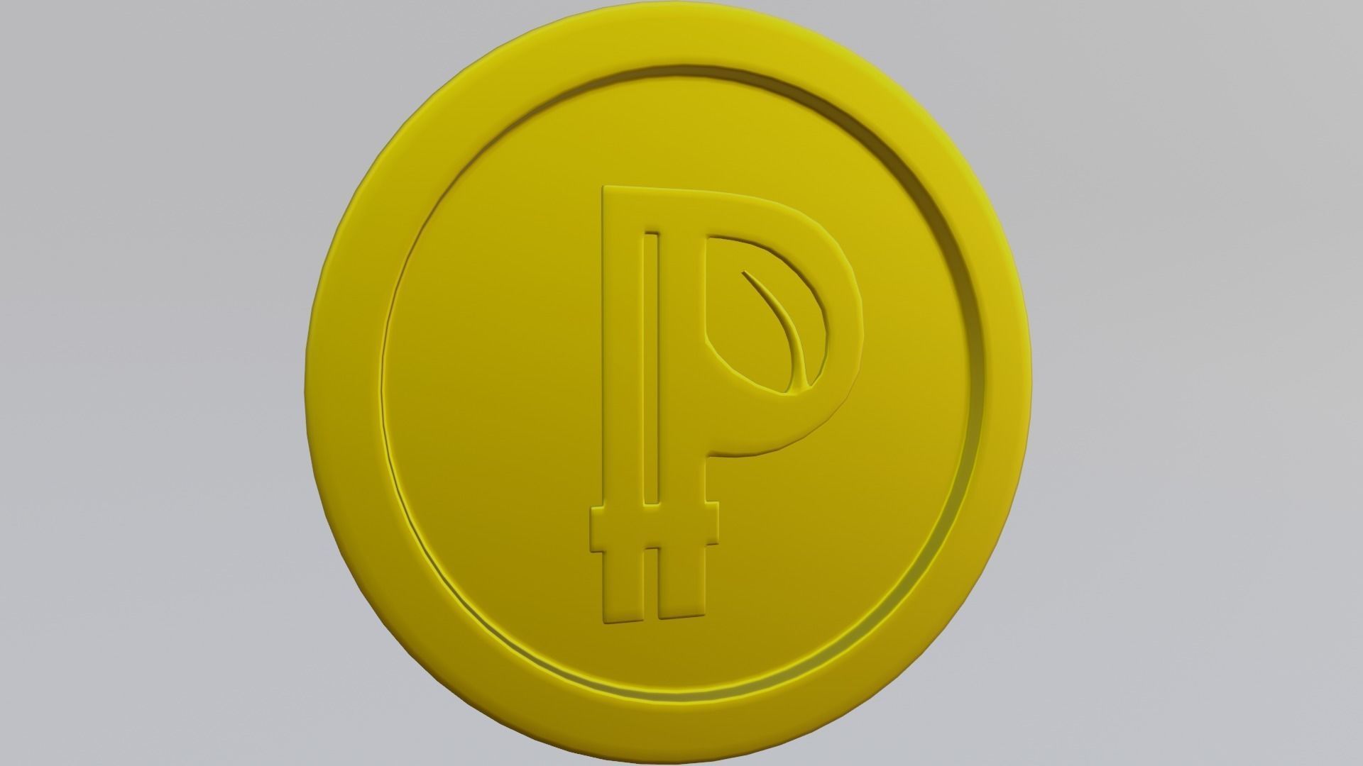 Peercoin coin with letter p Low-poly 3D model_1