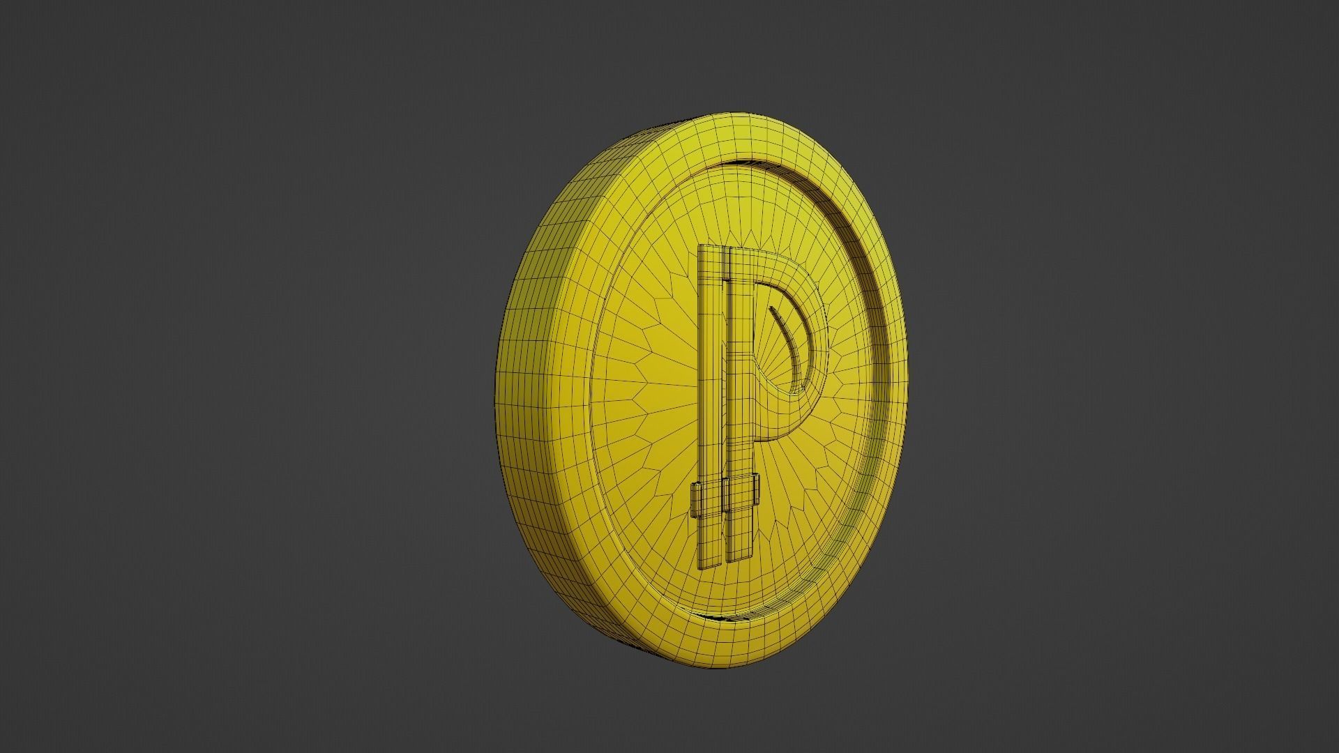 Peercoin coin with letter p Low-poly 3D model_10