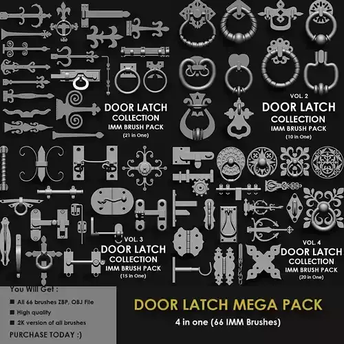 DOOR LATCH MEGA PACK 4 IN ONE  66 BRUSHES