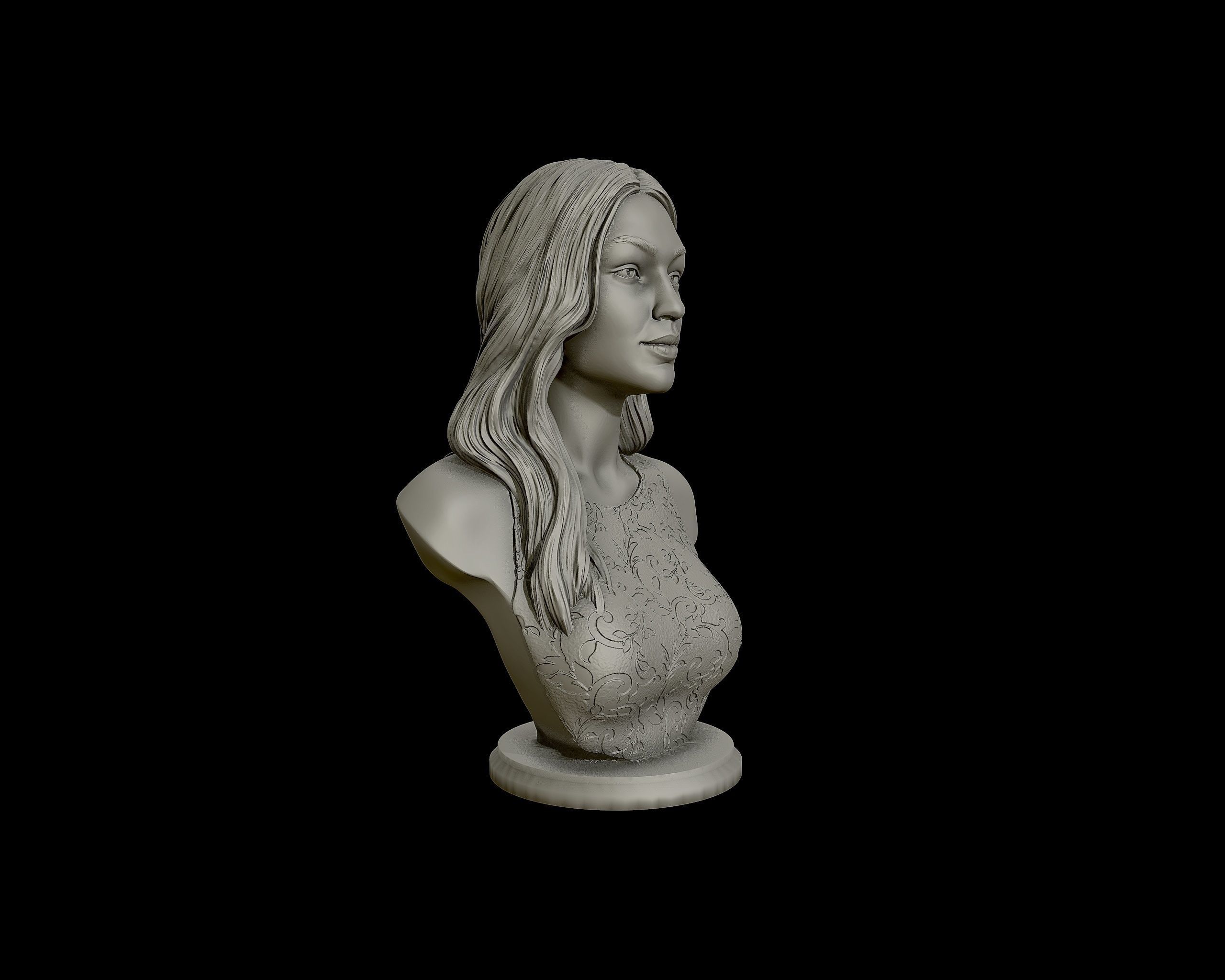 Gigi Hadid portrait sculpture 3D print model_26