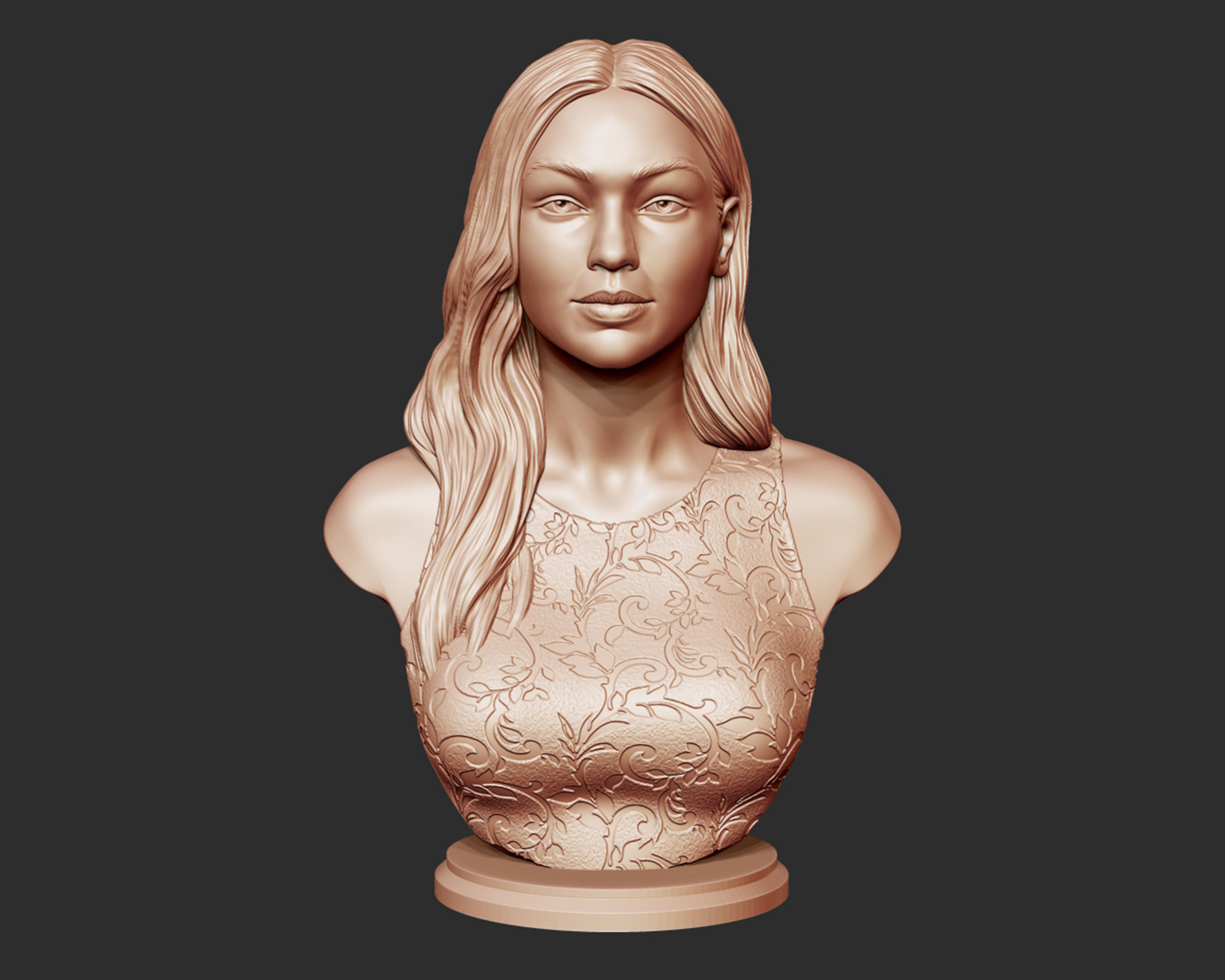 Gigi Hadid portrait sculpture 3D print model_2