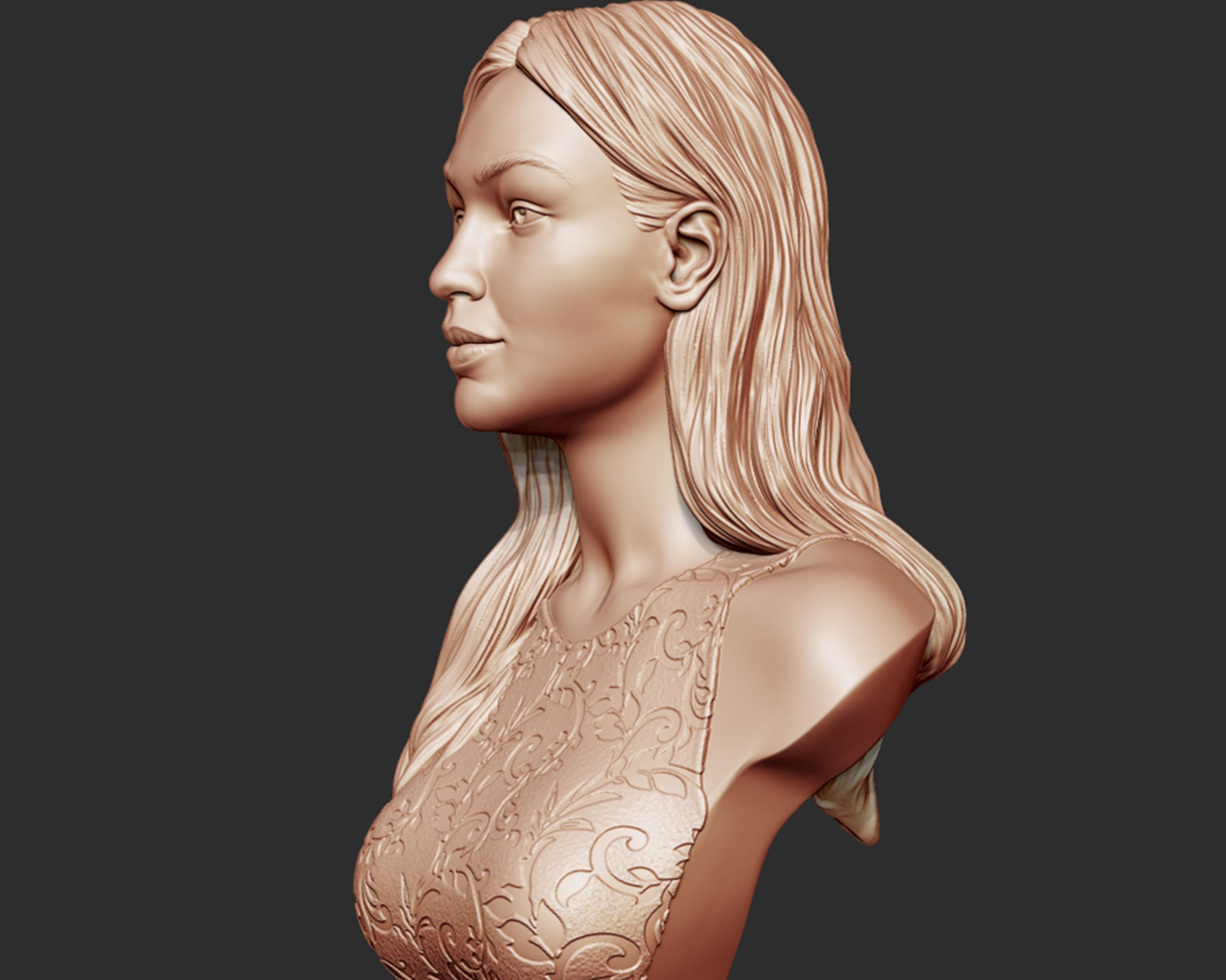 Gigi Hadid portrait sculpture 3D print model_4