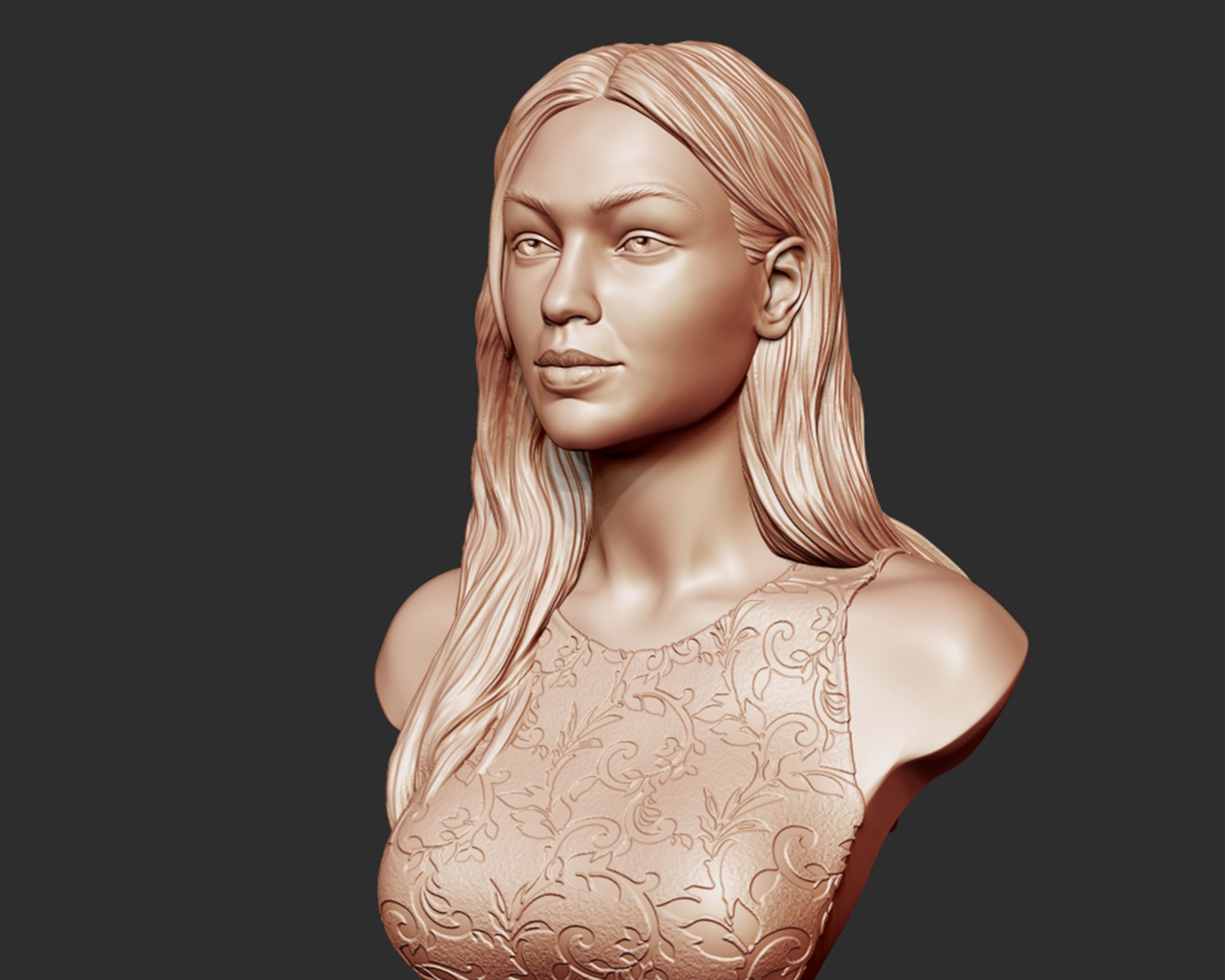 Gigi Hadid portrait sculpture 3D print model_3