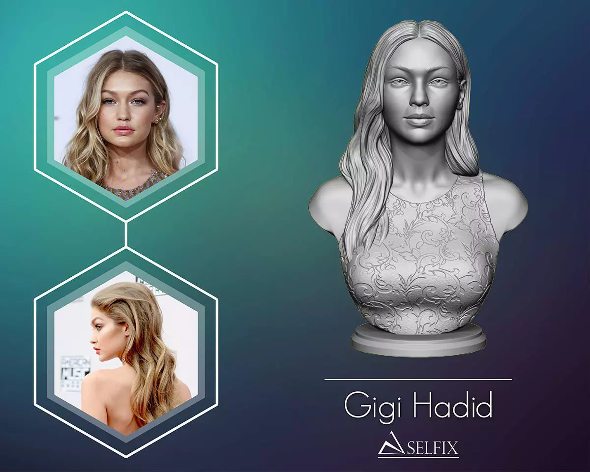 Gigi Hadid portrait sculpture 3D print model_0