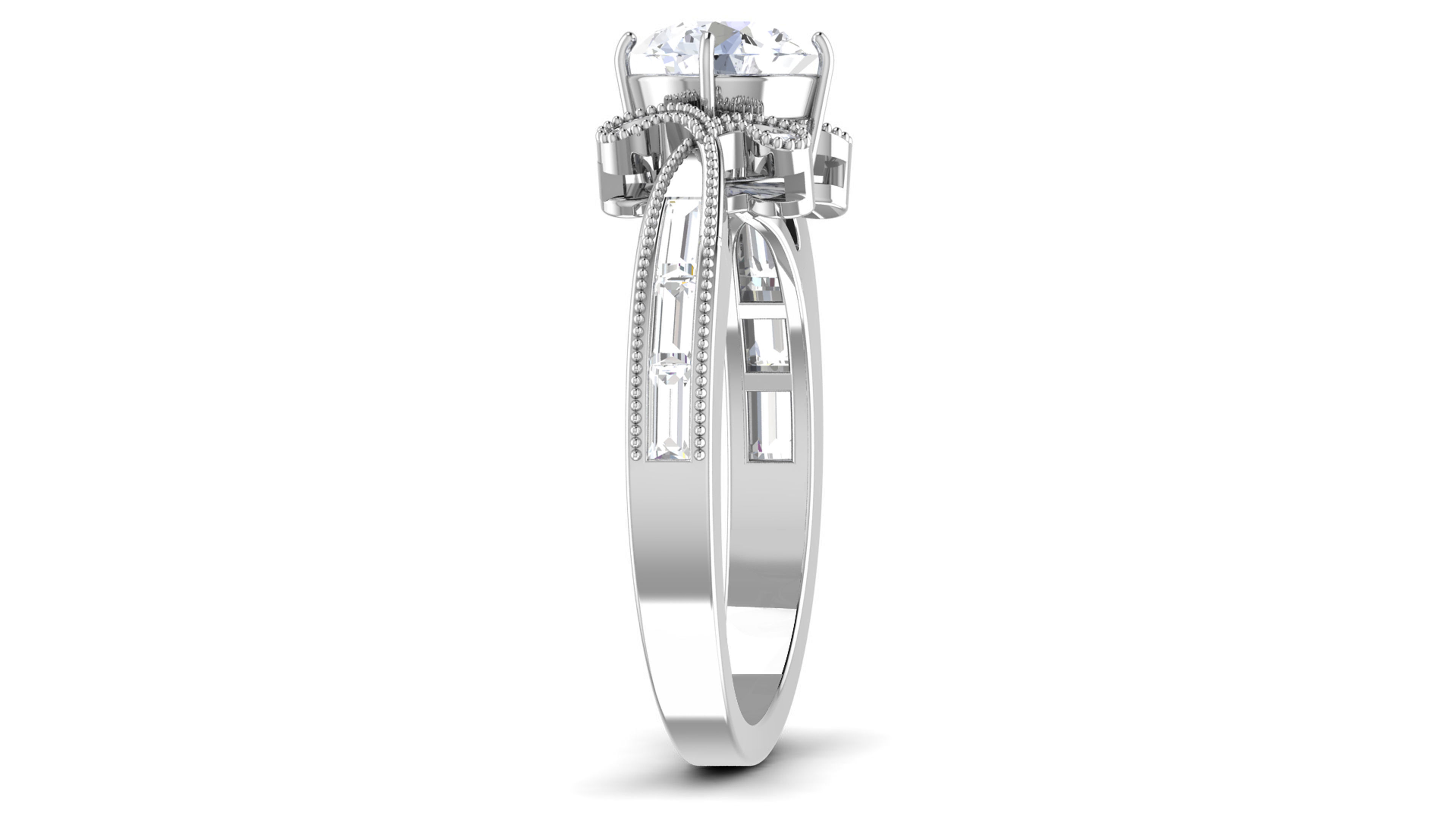 Solitaire Engagement Wedding Ring Bridal Ring 3D print model_4