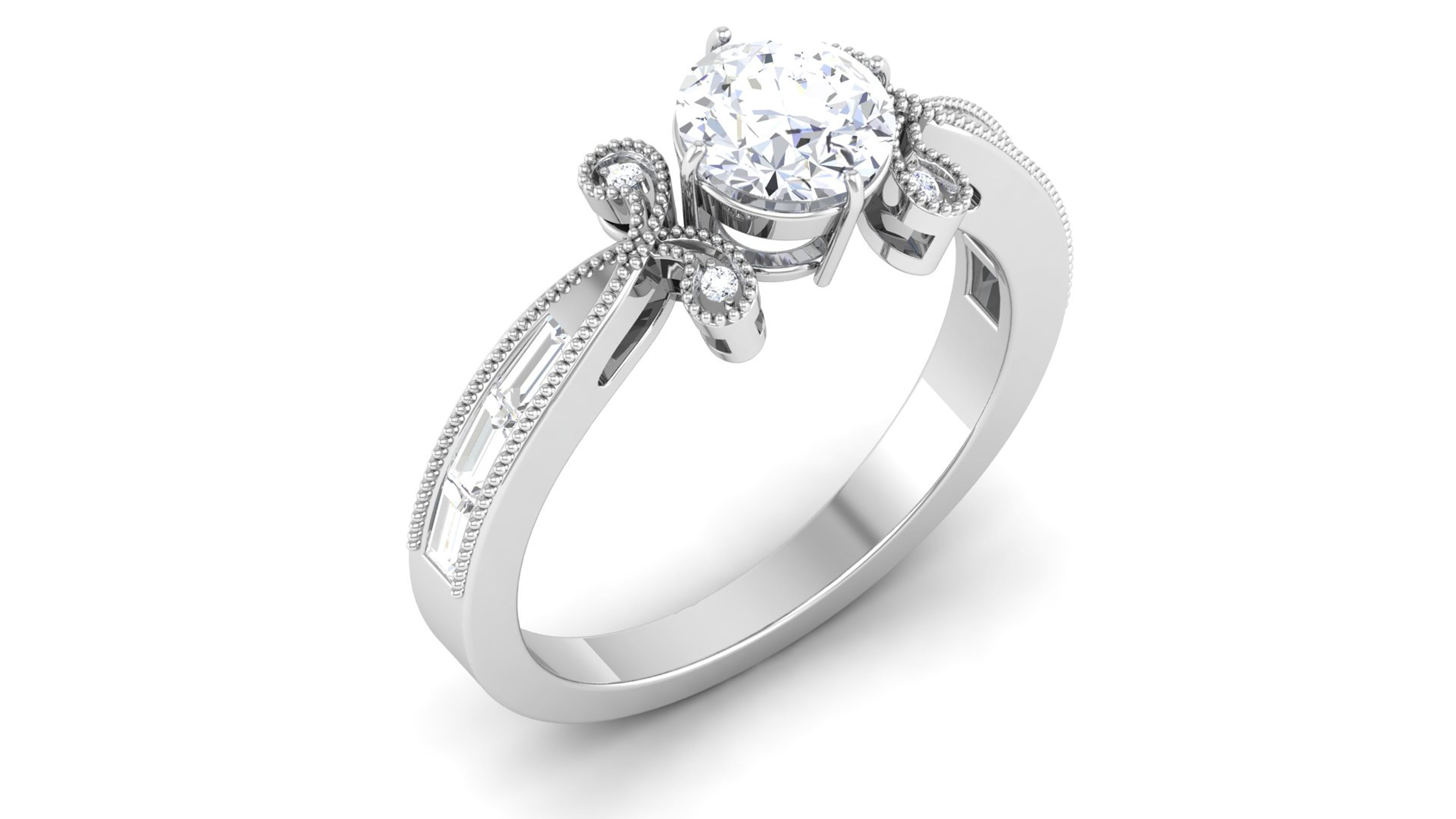 Solitaire Engagement Wedding Ring Bridal Ring 3D print model_3