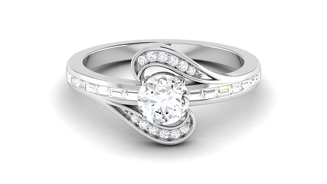 Solitaire Engagement Wedding Ring Bridal Ring 3D print model