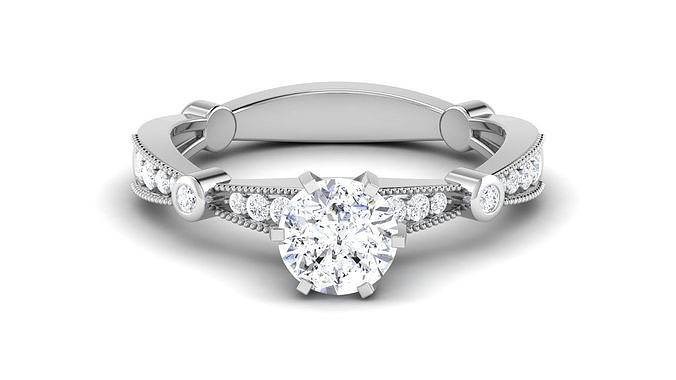 Solitaire Engagement Wedding Ring Bridal Ring 3D print model