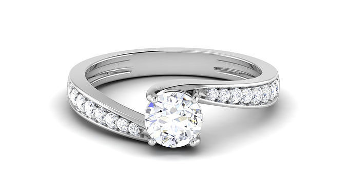 Solitaire Engagement Wedding Bypass Bridal Ring 3D print model