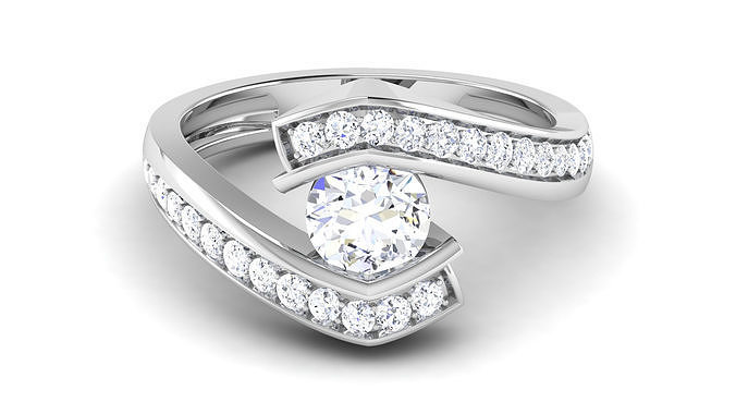 Solitaire Engagement Wedding Bypass Bridal Ring 3D print model