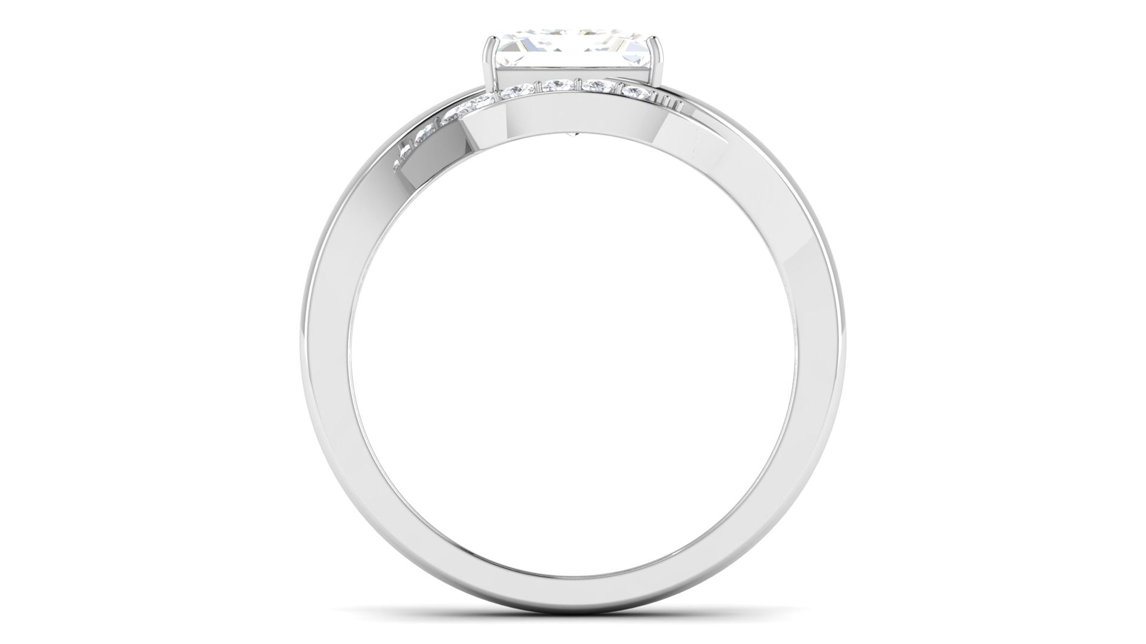 Solitaire Engagement Wedding Bypass Bridal Ring 3D print model_1