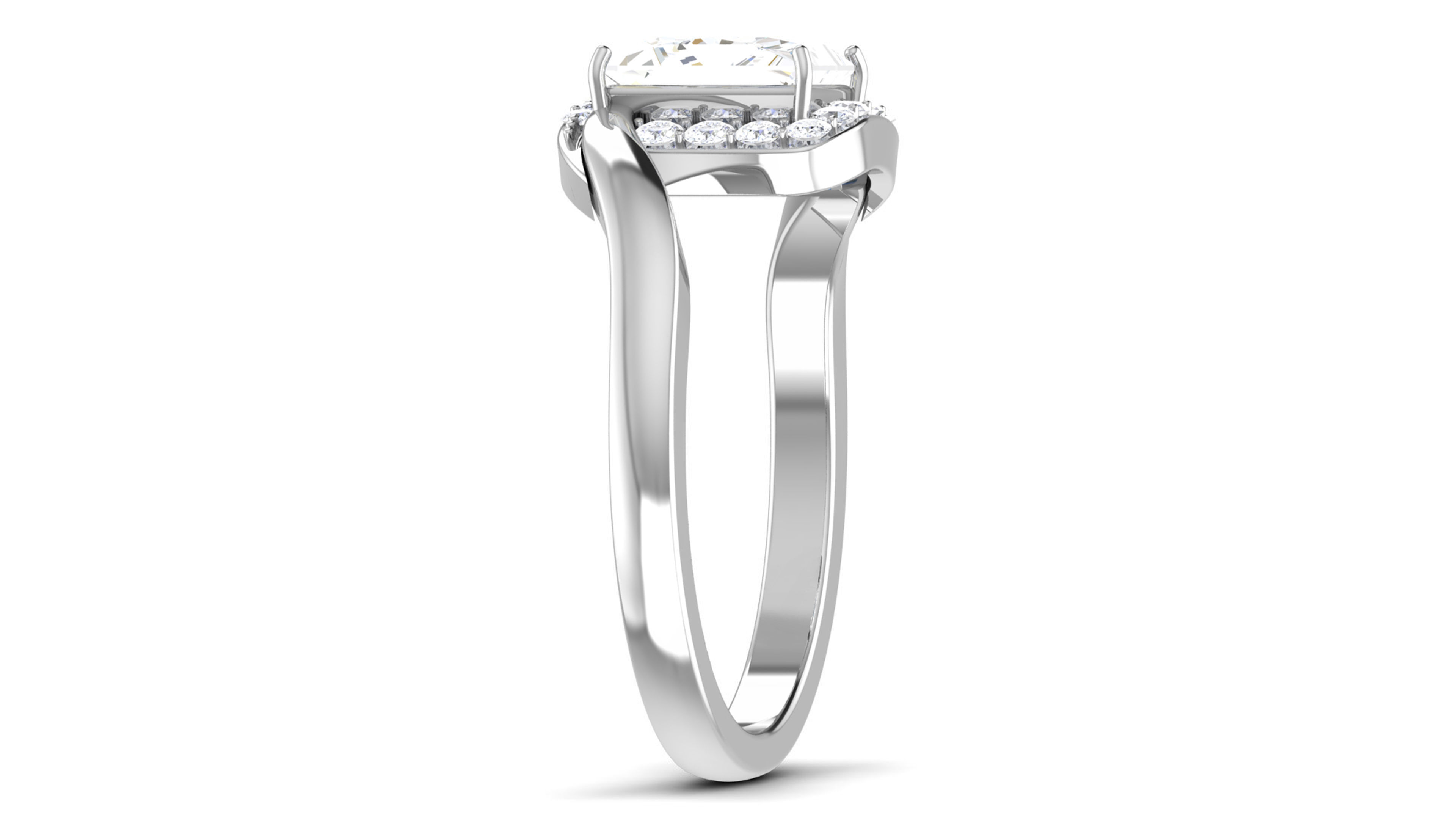 Solitaire Engagement Wedding Bypass Bridal Ring 3D print model_3