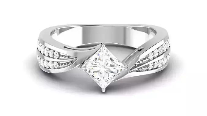 Solitaire Engagement Wedding BypassPrincess Stone Bridal Ring