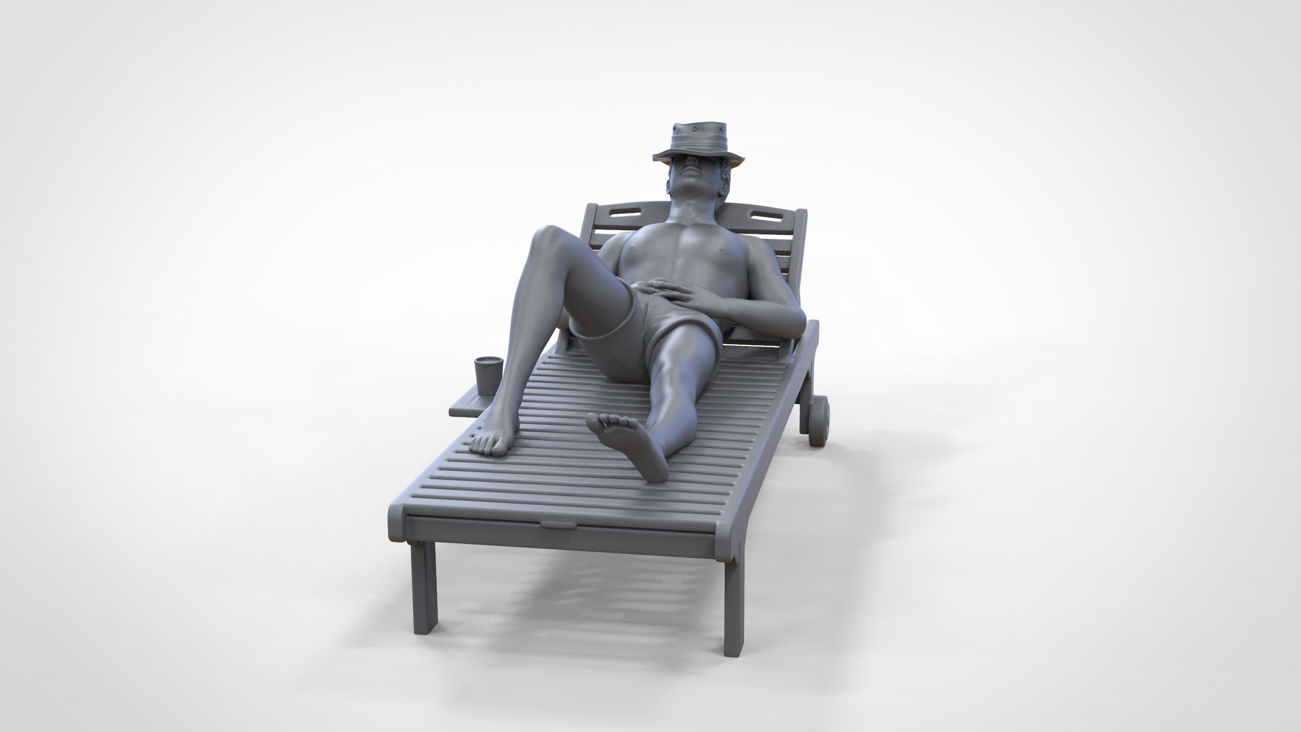 N2 Chillout man Sunbathing 3D print model_27