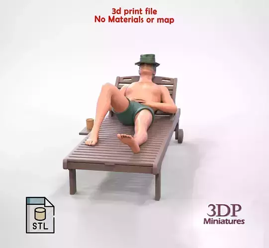 N2 Chillout man Sunbathing 3D print model