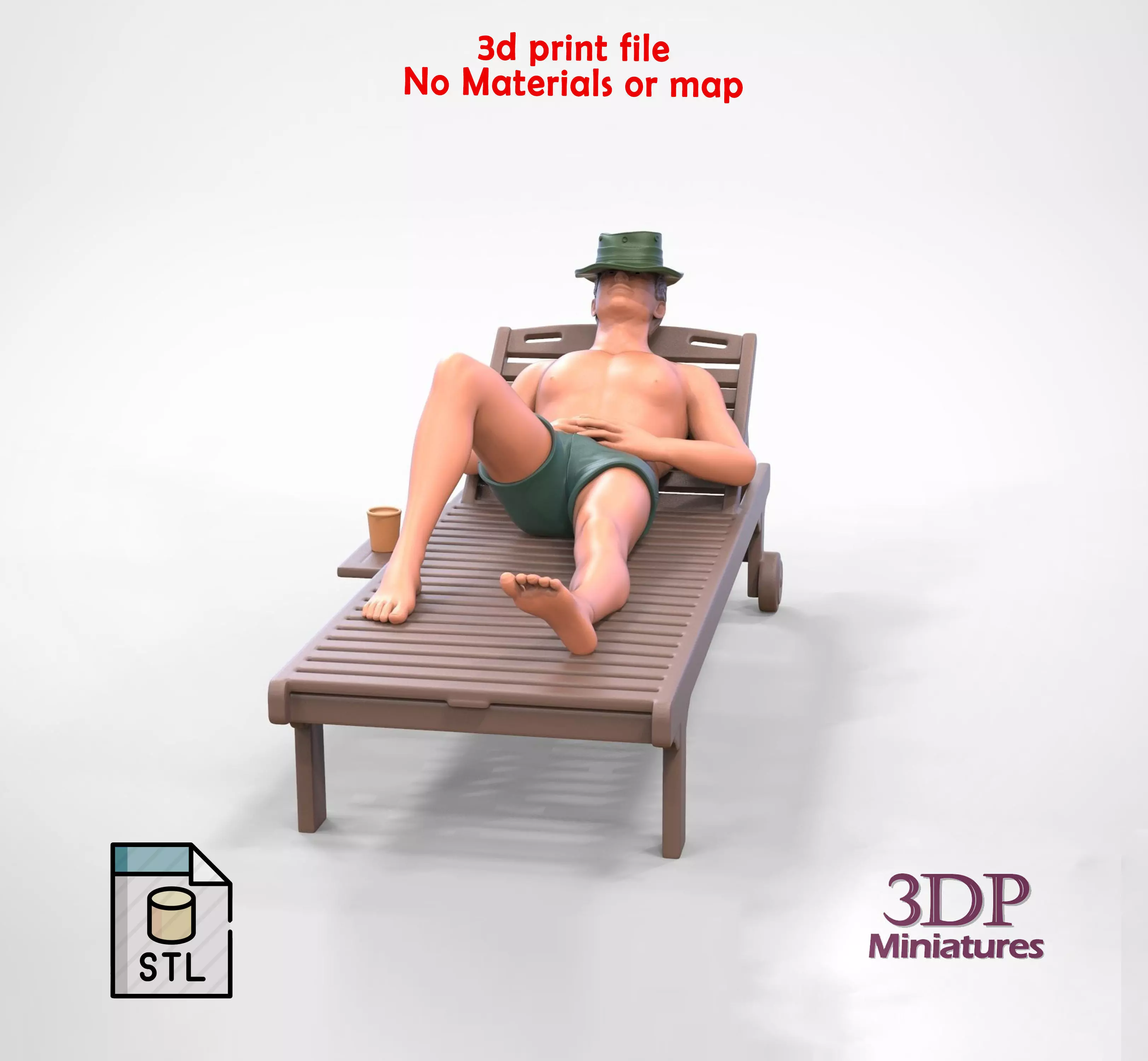 N2 Chillout man Sunbathing 3D print model_0
