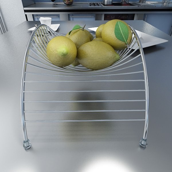Lemons in Decorative Metal Wire Container 3D model_4