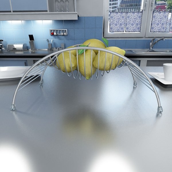 Lemons in Decorative Metal Wire Container 3D model_1