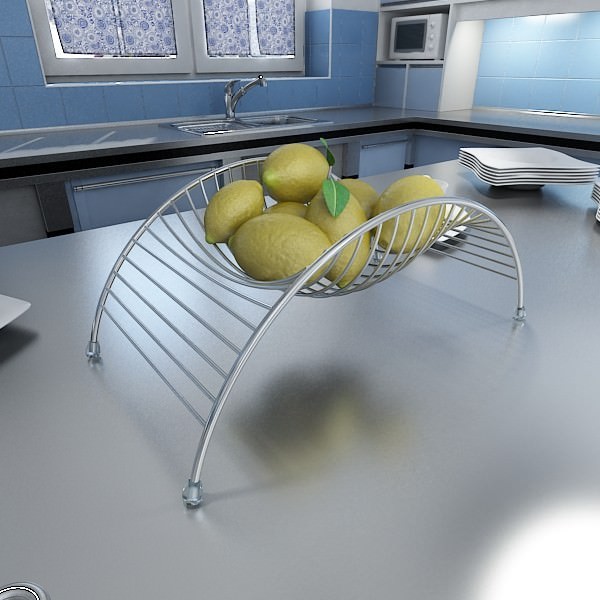 Lemons in Decorative Metal Wire Container 3D model_5
