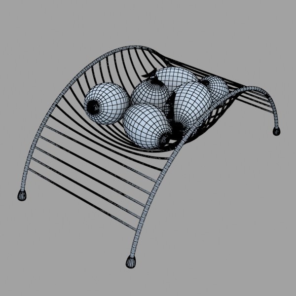 Lemons in Decorative Metal Wire Container 3D model_6