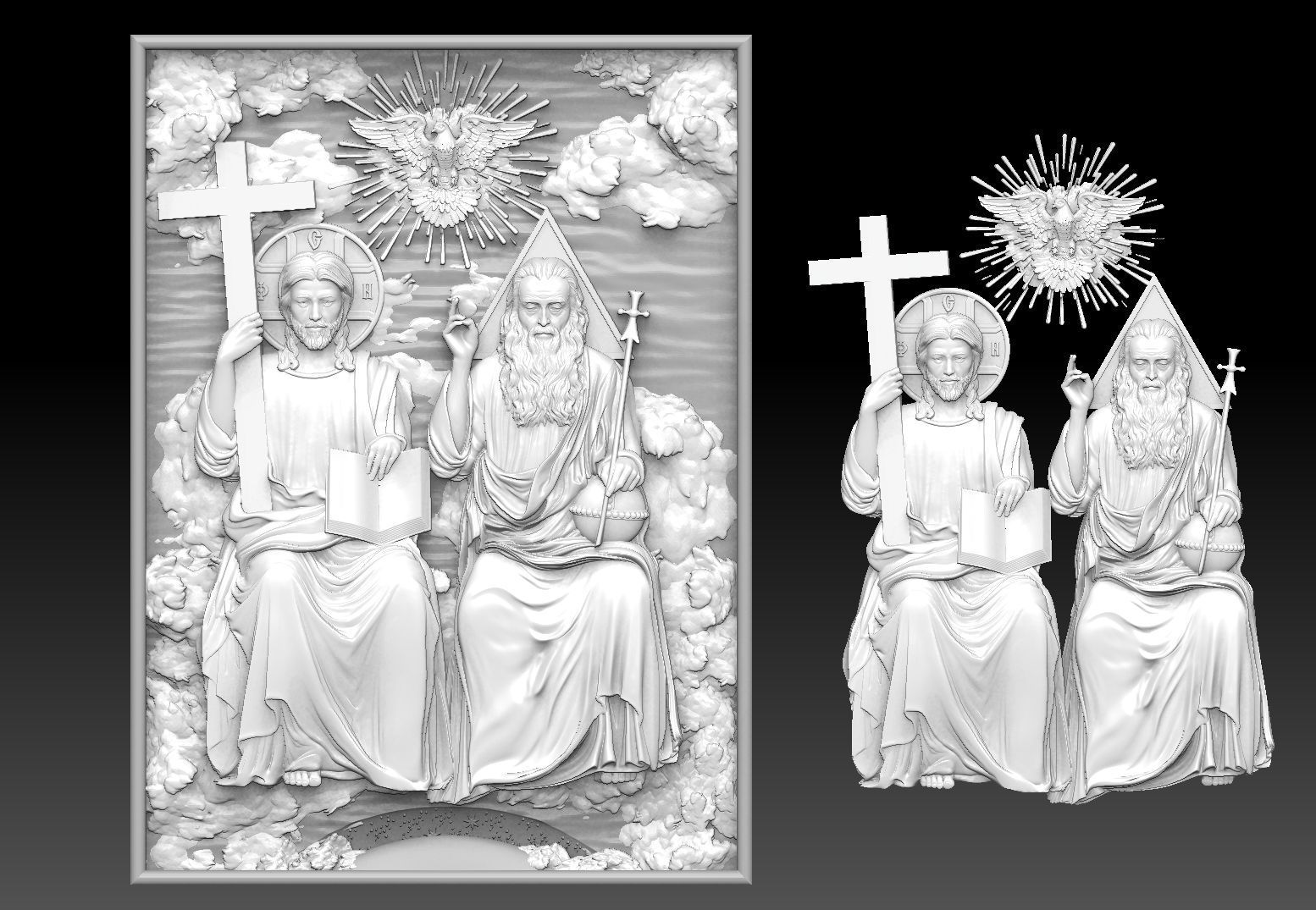 holy trinity  cnc relief 3D print model_2