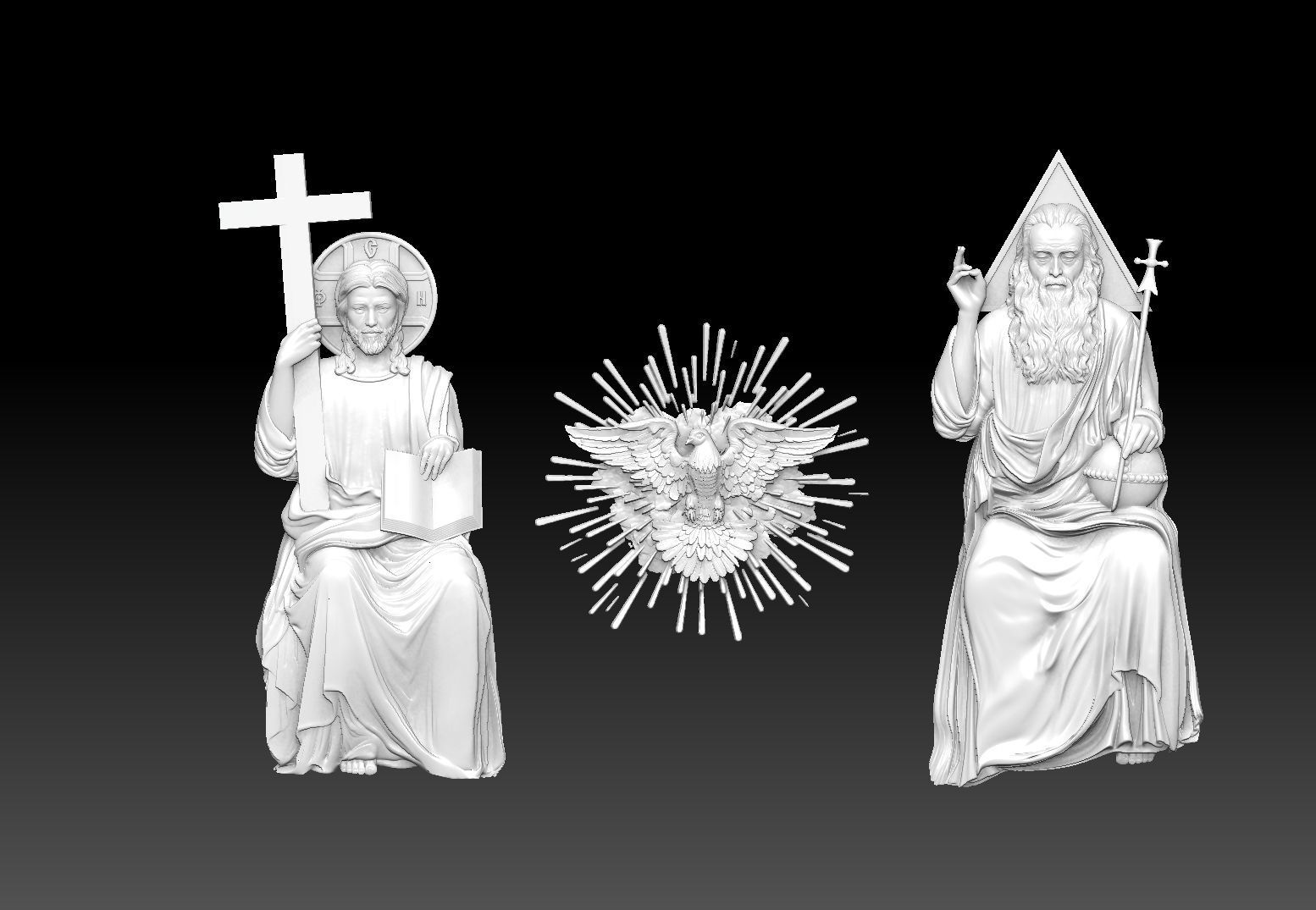 holy trinity  cnc relief 3D print model_1