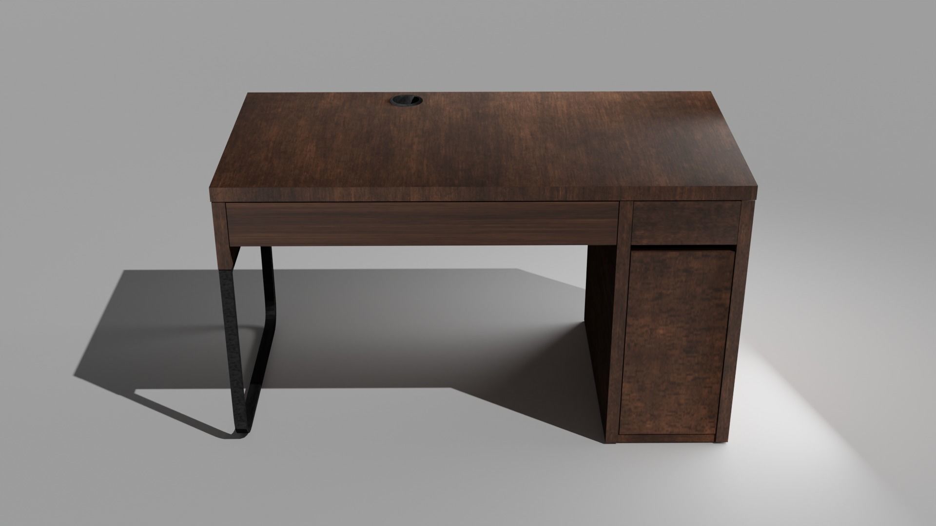 Office desk Low-poly 3D model_2