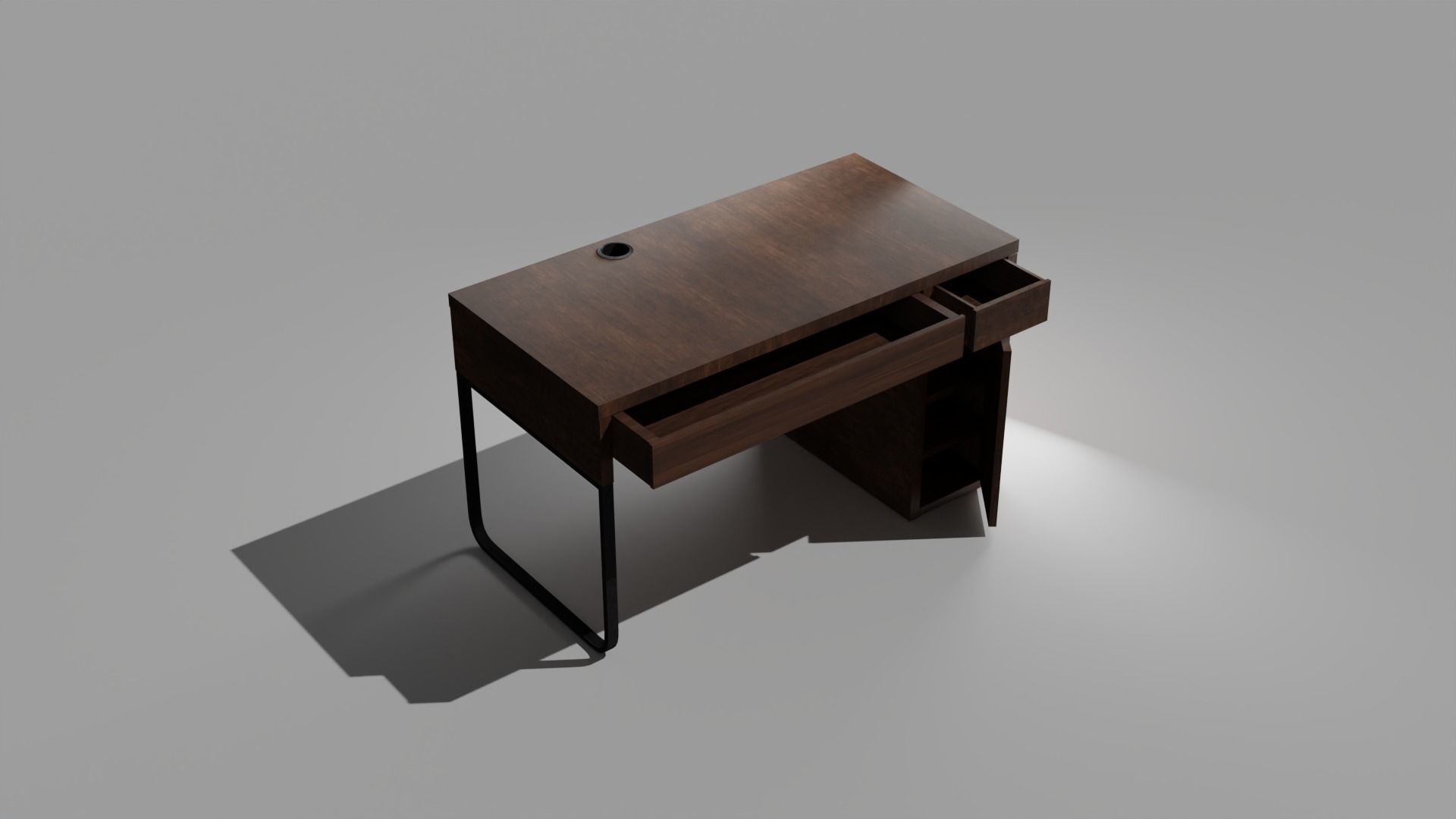 Office desk Low-poly 3D model_1