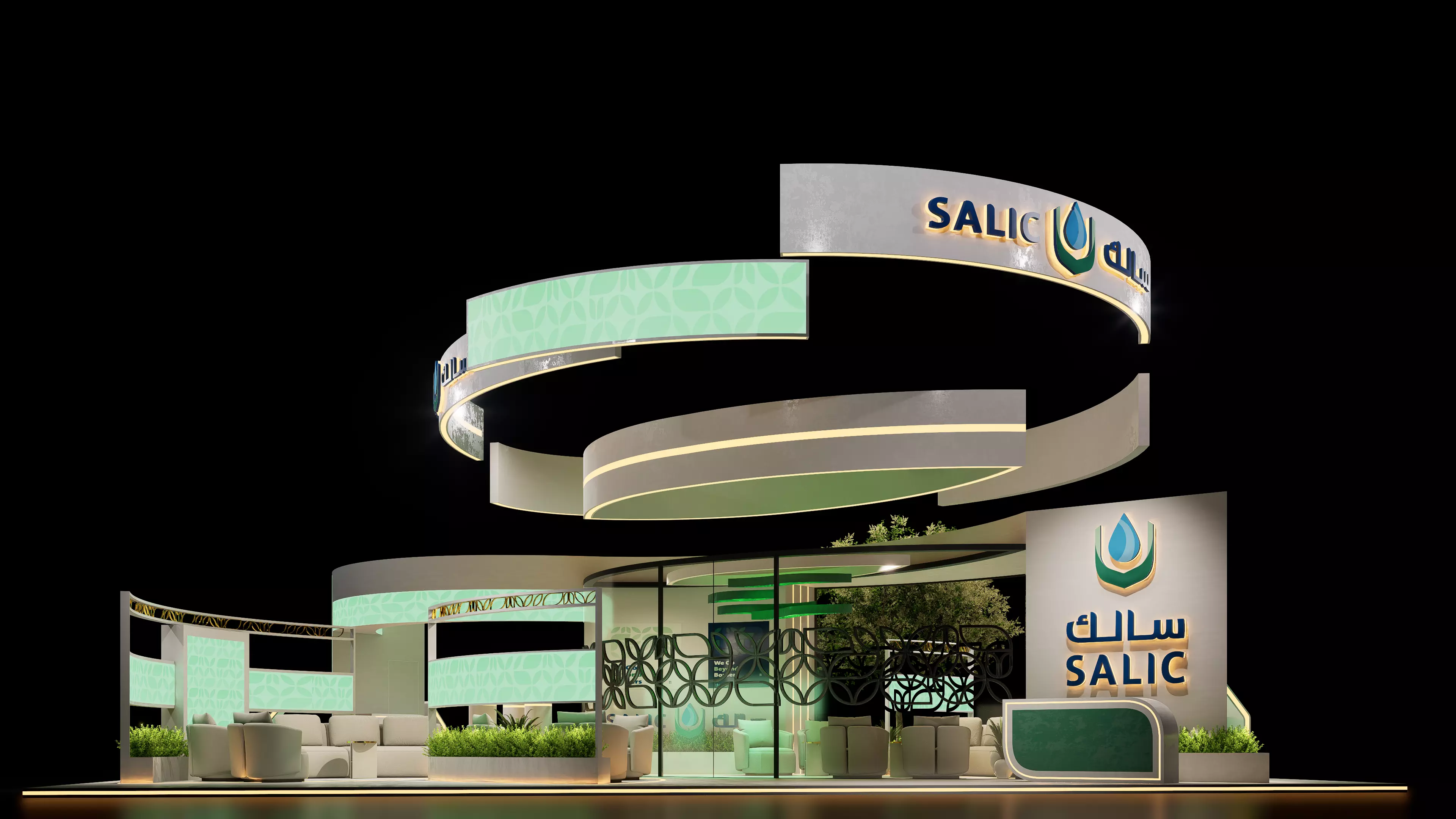 Exhibition booth design salic 3D model_0