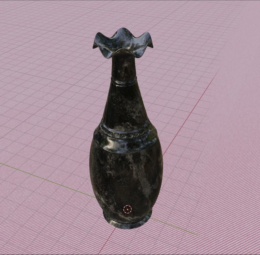 Ancient pottry black Beauty full 3D model for architecture  Low-poly 3D model_1