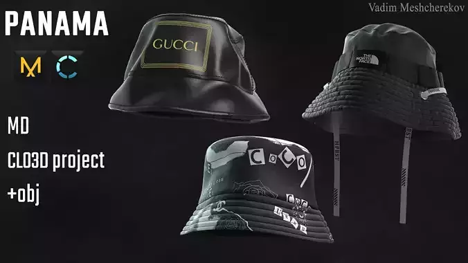 Panama gucci bucket hat 3D model