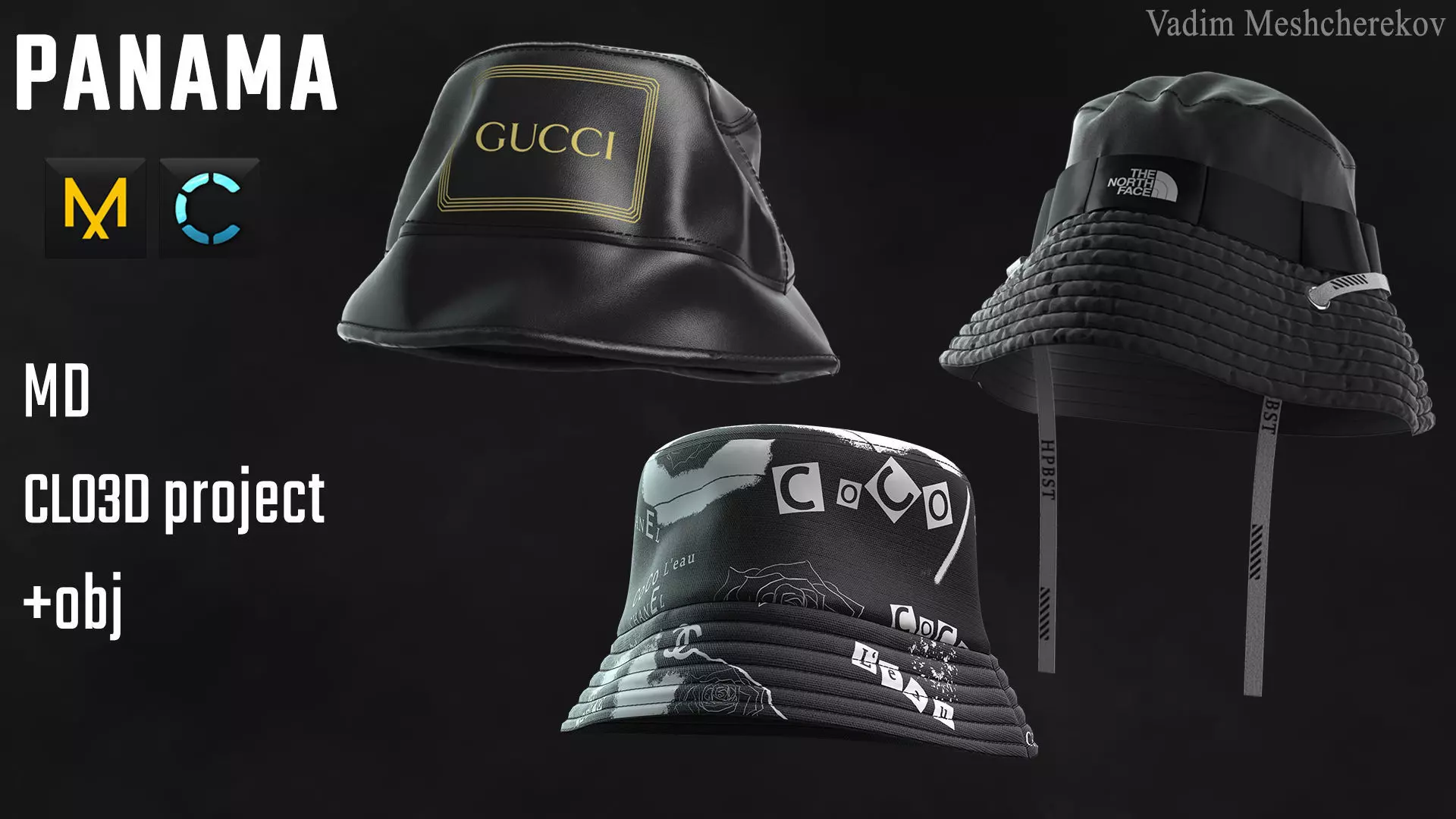 Panama gucci bucket hat 3D model_0