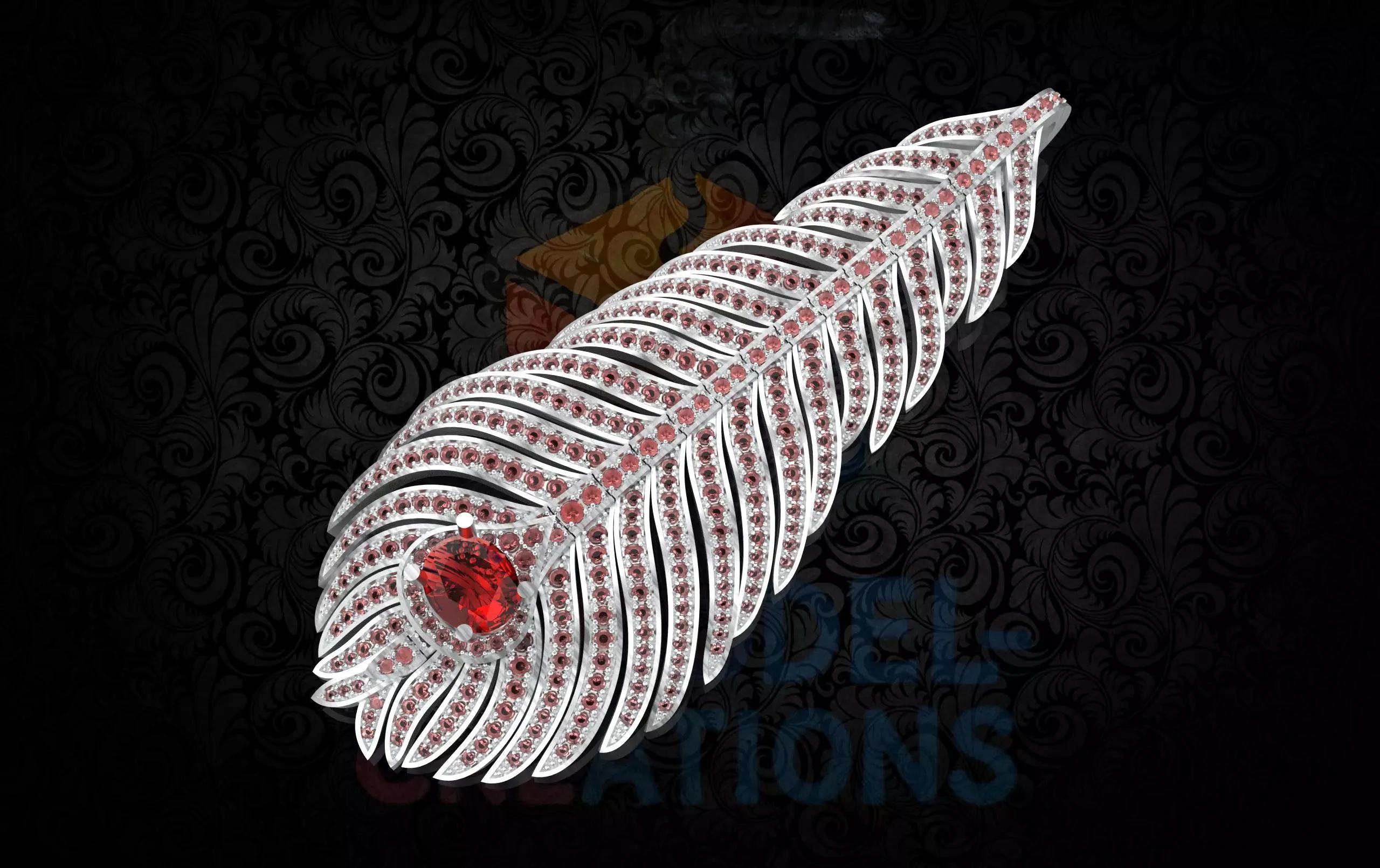 Peacock Feather neckless 007  3D print model_2