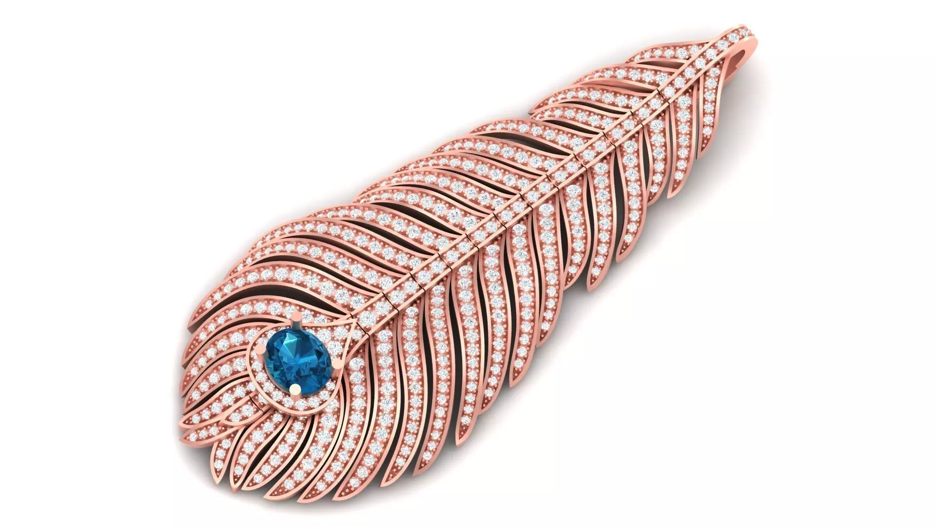 Peacock Feather neckless 007  3D print model_3