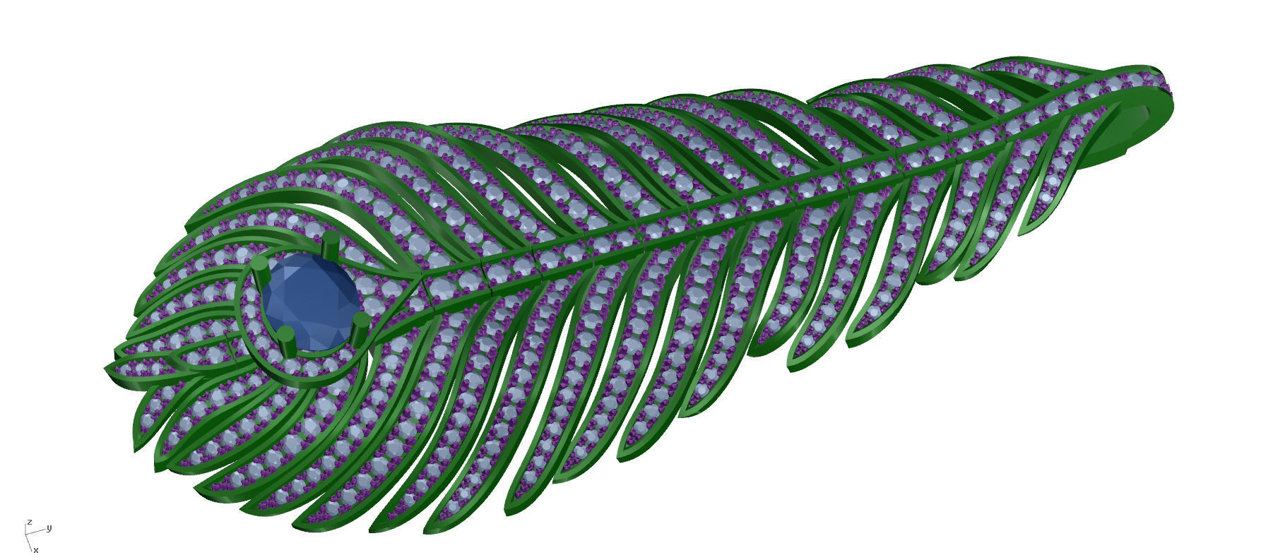 Peacock Feather neckless 007  3D print model_4