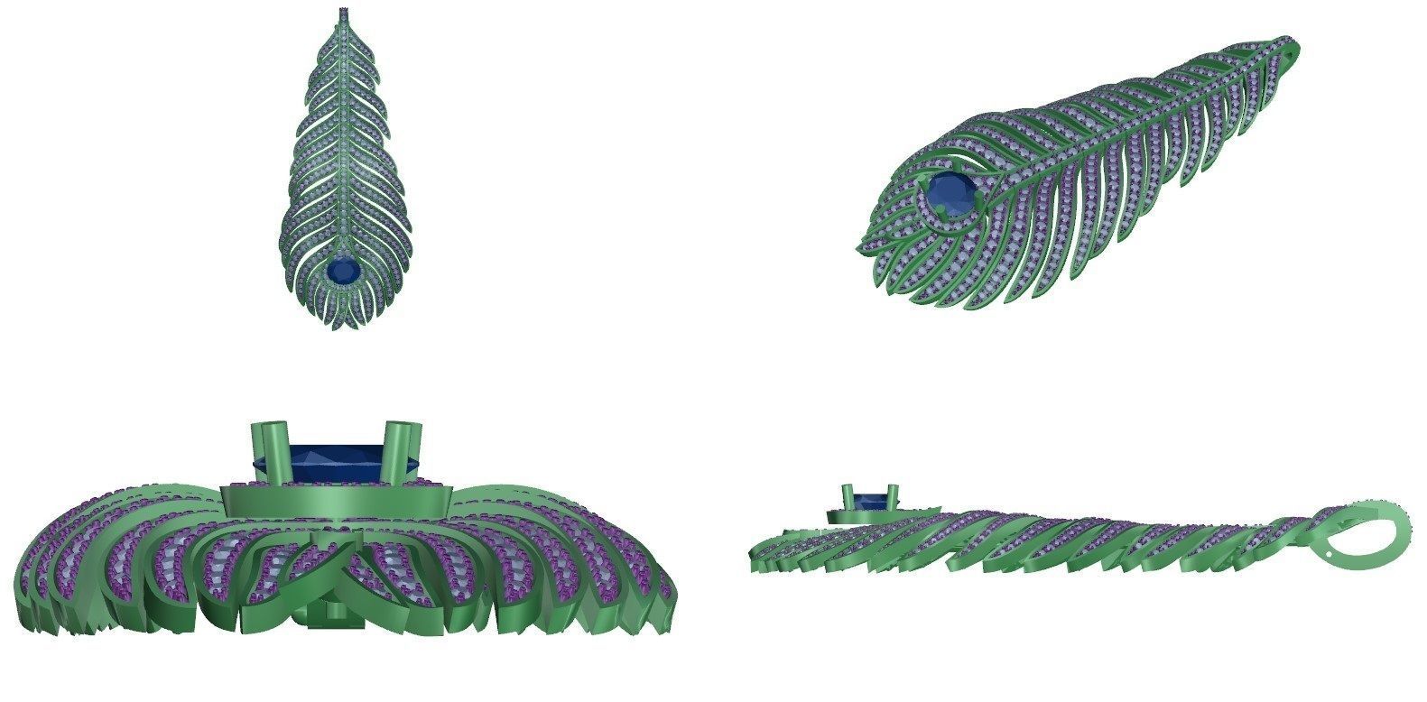 Peacock Feather neckless 007  3D print model_1