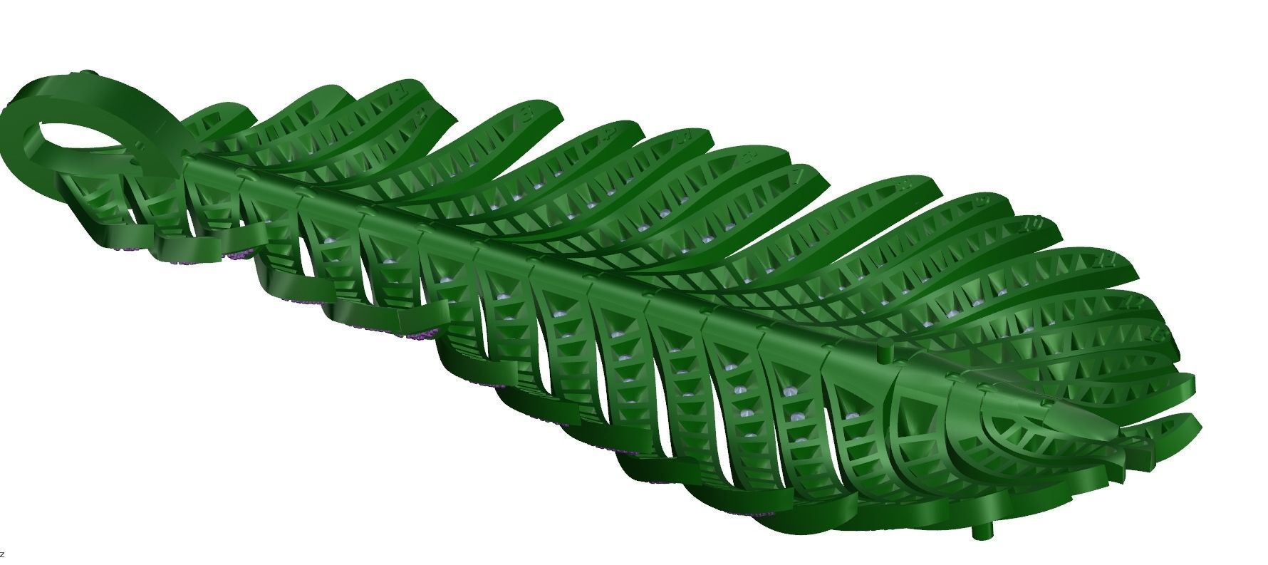 Peacock Feather neckless 007  3D print model_9