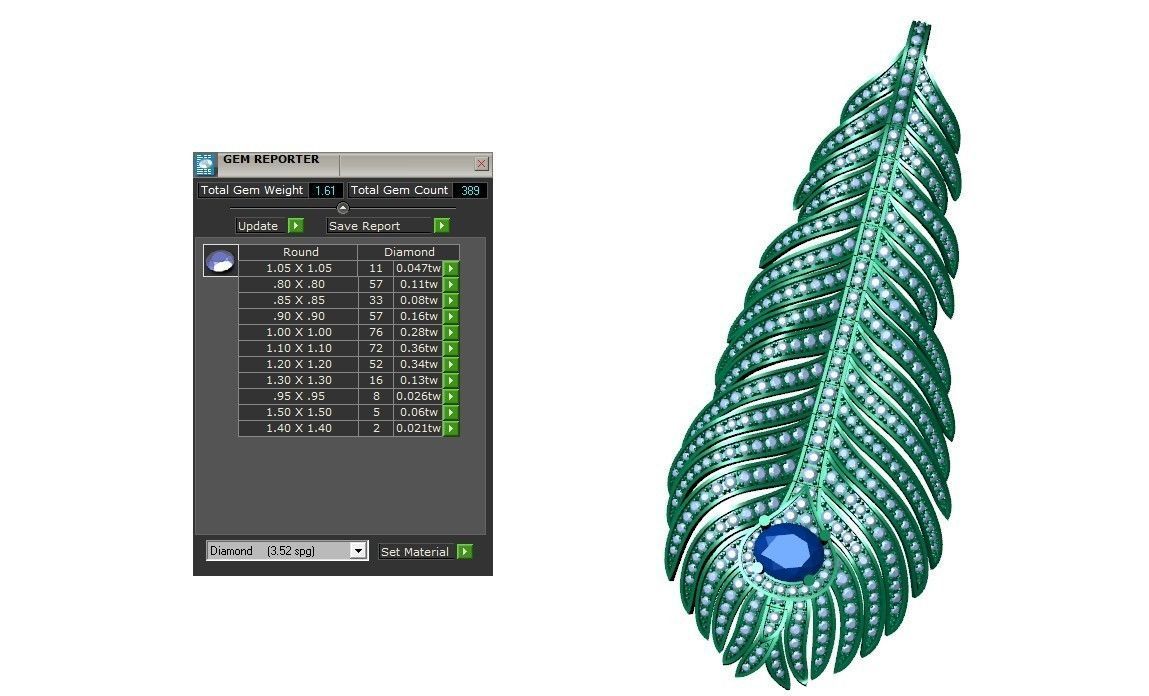 Peacock Feather neckless 007  3D print model_8