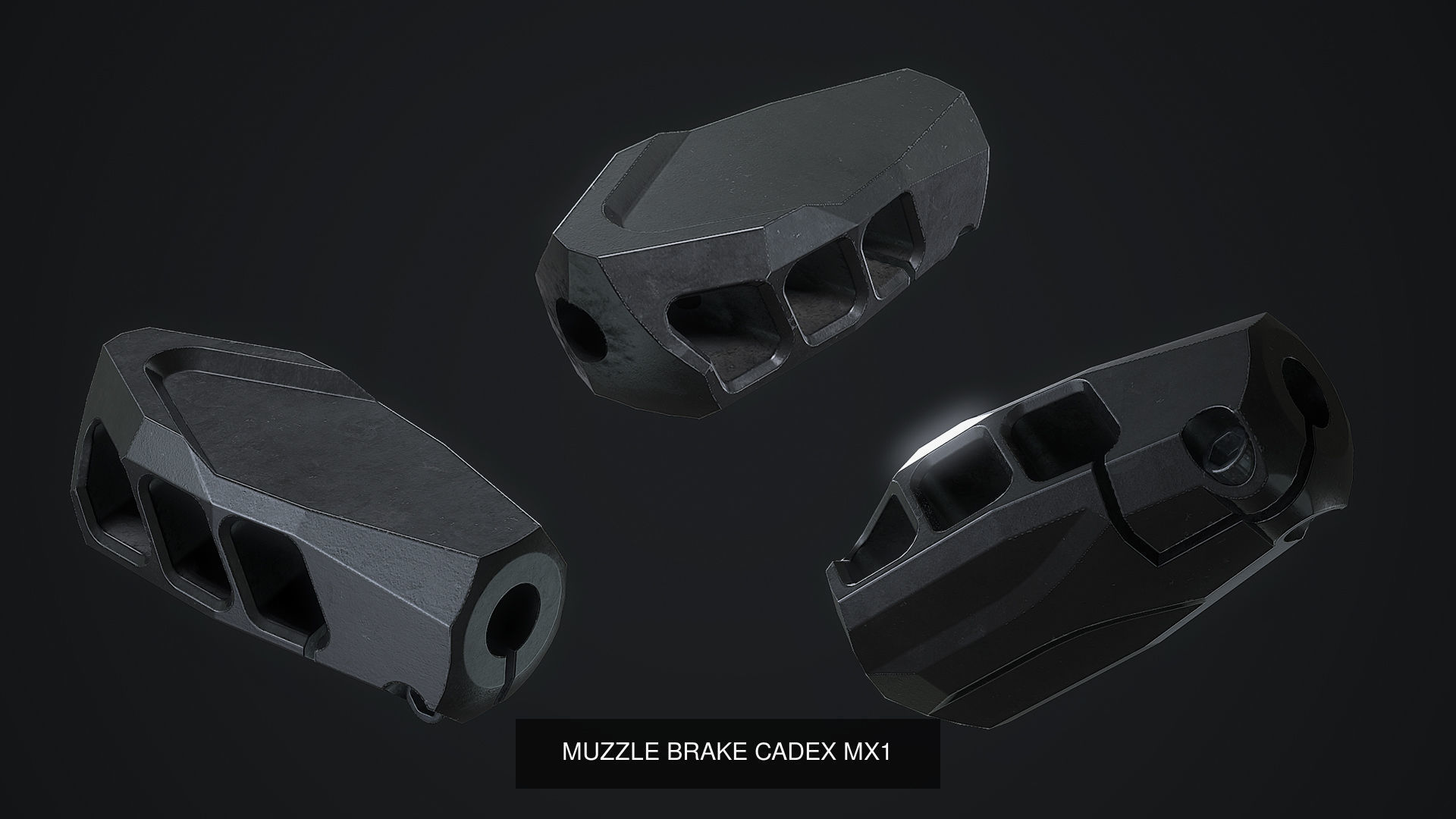 PBR MUZZLE BRAKES  3D Model Collection_7